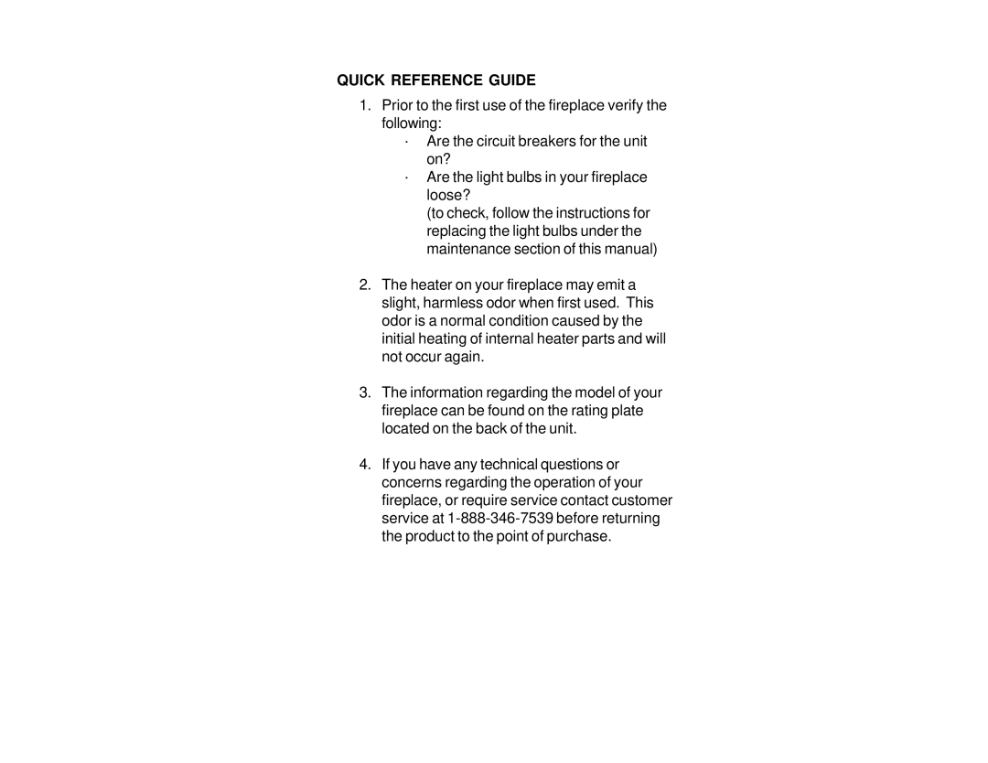 Dimplex CFP3811GB, CFP3811GW manual Quick Reference Guide 