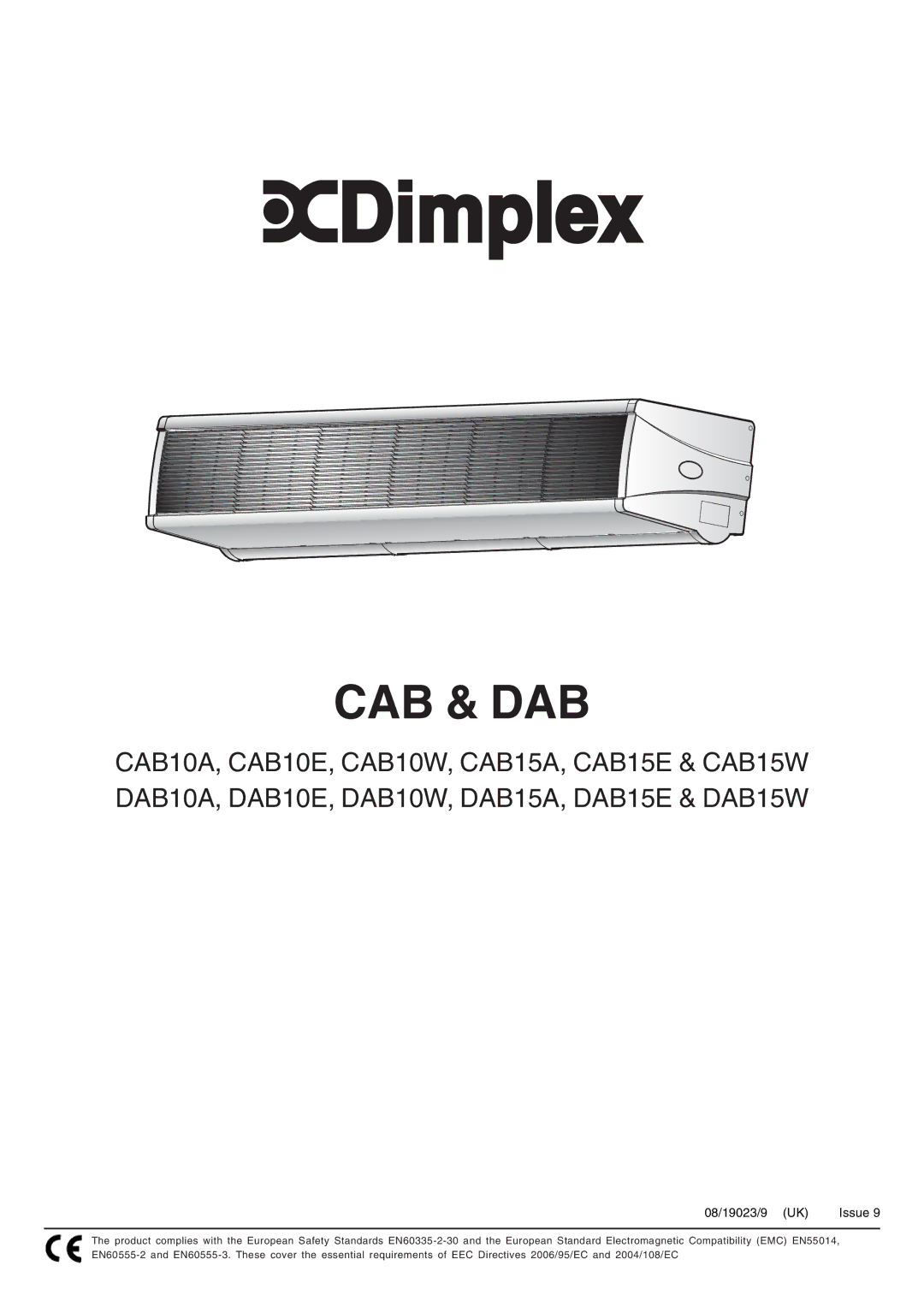 Dimplex DAB15E, DAB15W, DAB15A, DAB10E, CAB15W, DAB10A, CAB15E, CAB15A, CAB10A, CAB10E, CAB10W, DAB10W manual Cab & Dab 