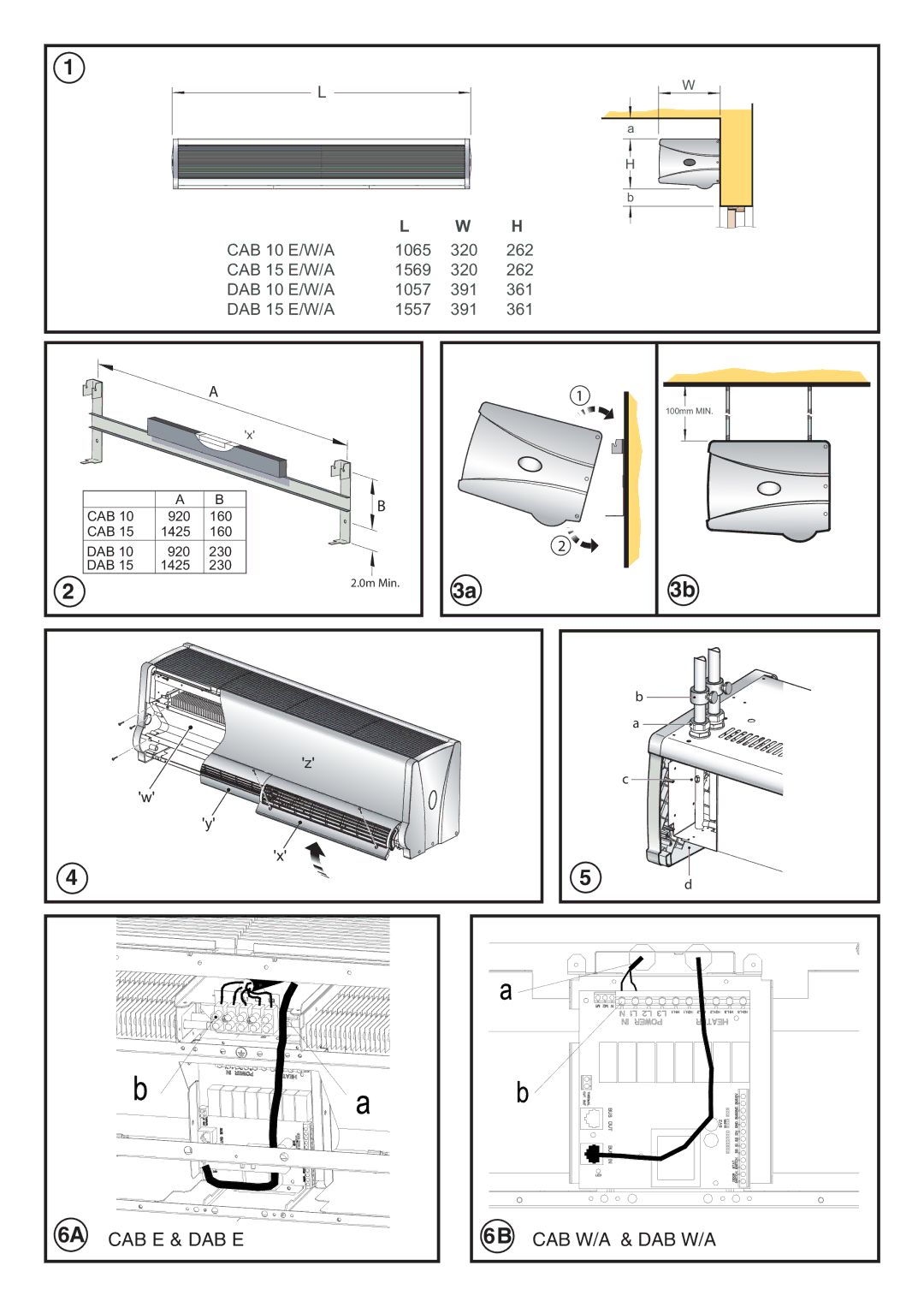 Dimplex DAB15A, DAB15W, DAB15E, DAB10E, CAB15W, DAB10A, CAB15E, CAB15A, CAB10A, CAB10E Cab W/A & Dab W/A, CAB 920 160 1425 DAB 230 