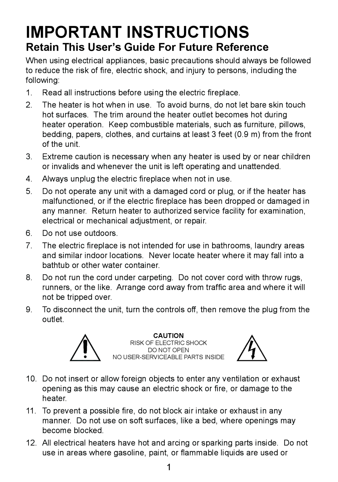 Dimplex DF2426GB, DF2550, DF2426SS owner manual Important Instructions, Retain This User’s Guide For Future Reference 