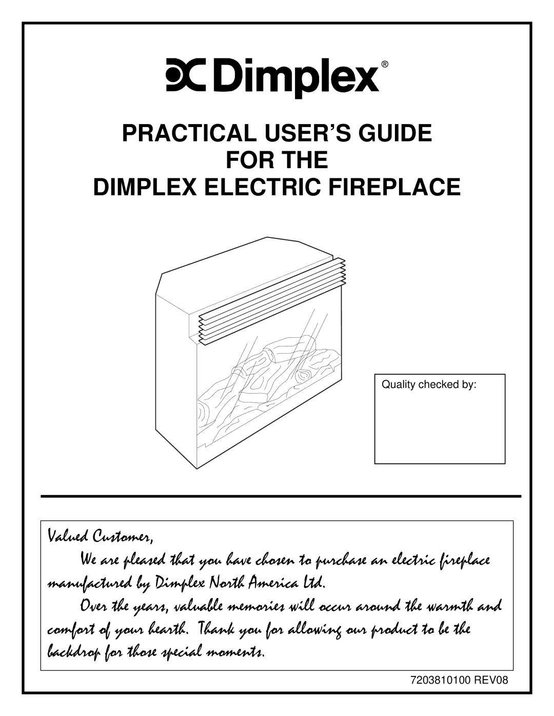 Dimplex DF2603 manual Practical USER’S Guide For Dimplex Electric Fireplace 