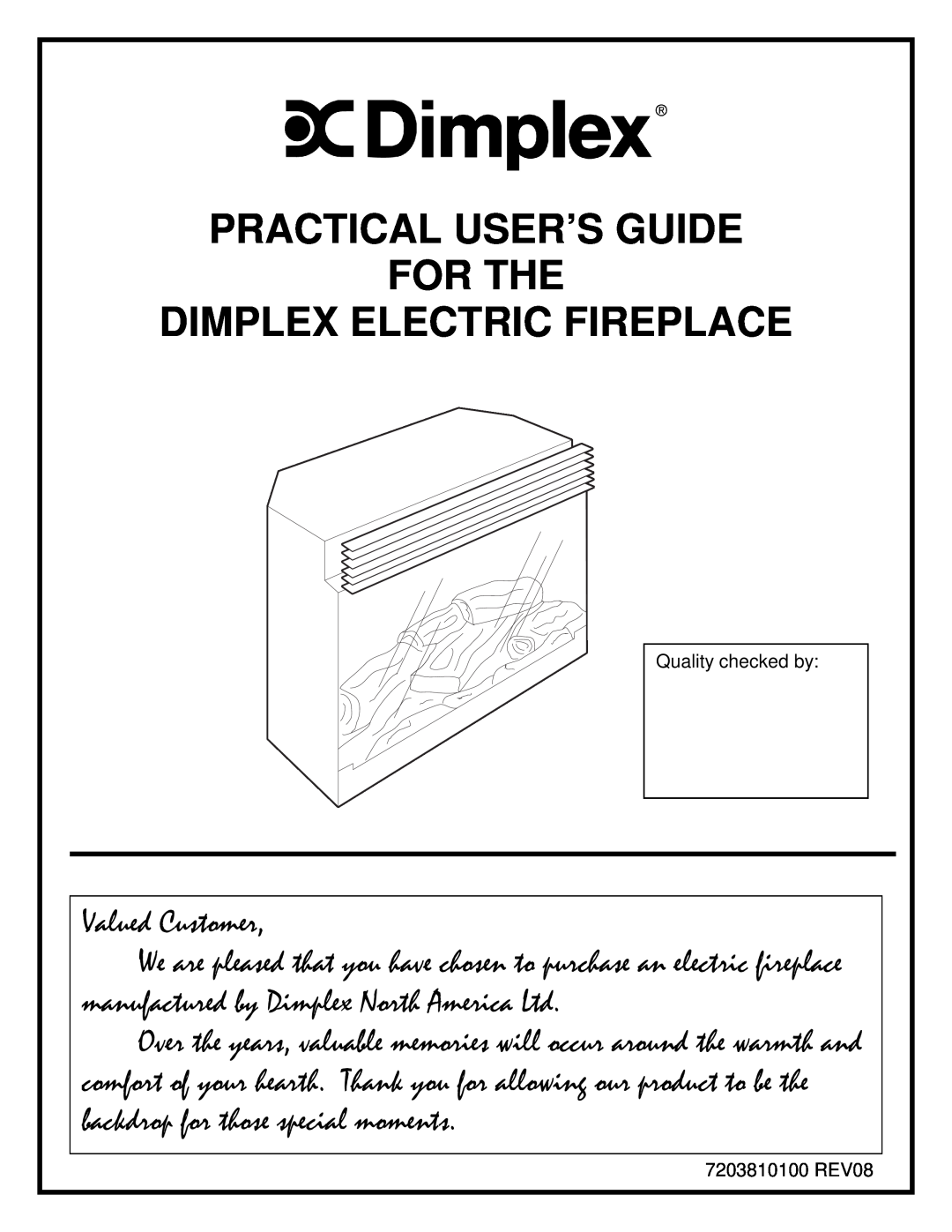 Dimplex DF2603 manual Practical User’S Guide For The, Dimplex Electric Fireplace 