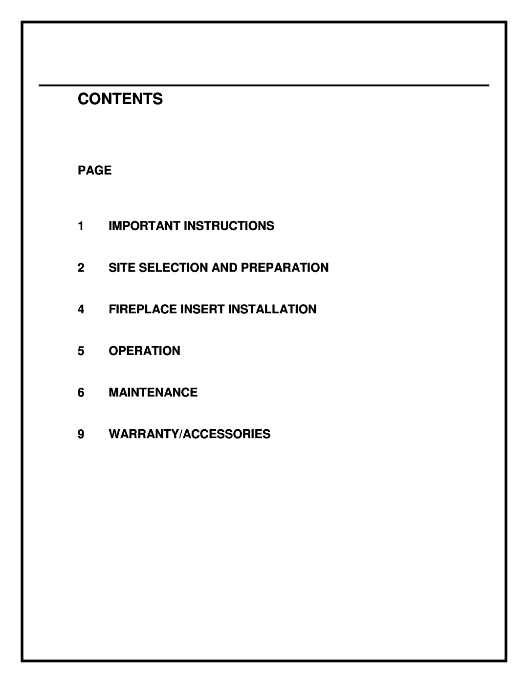 Dimplex DF2603 manual Contents, PAGE 1IMPORTANT INSTRUCTIONS, 2SITE SELECTION AND PREPARATION 
