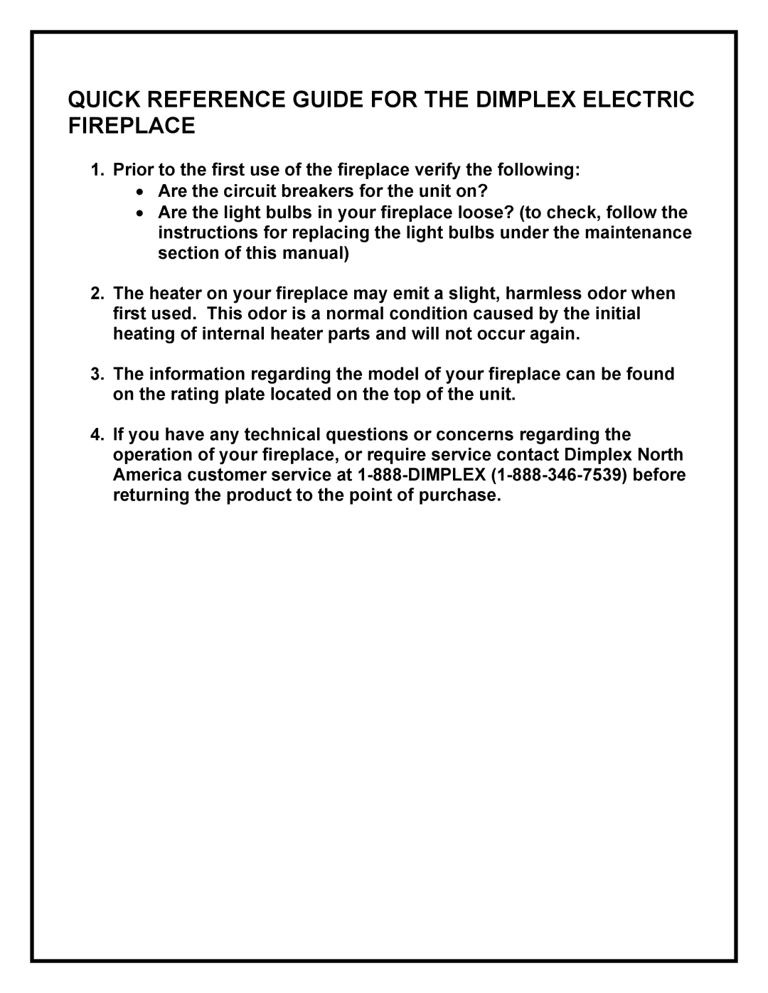 Dimplex SF3003, DF3003 manual Quick Reference Guide for the Dimplex Electric Fireplace 