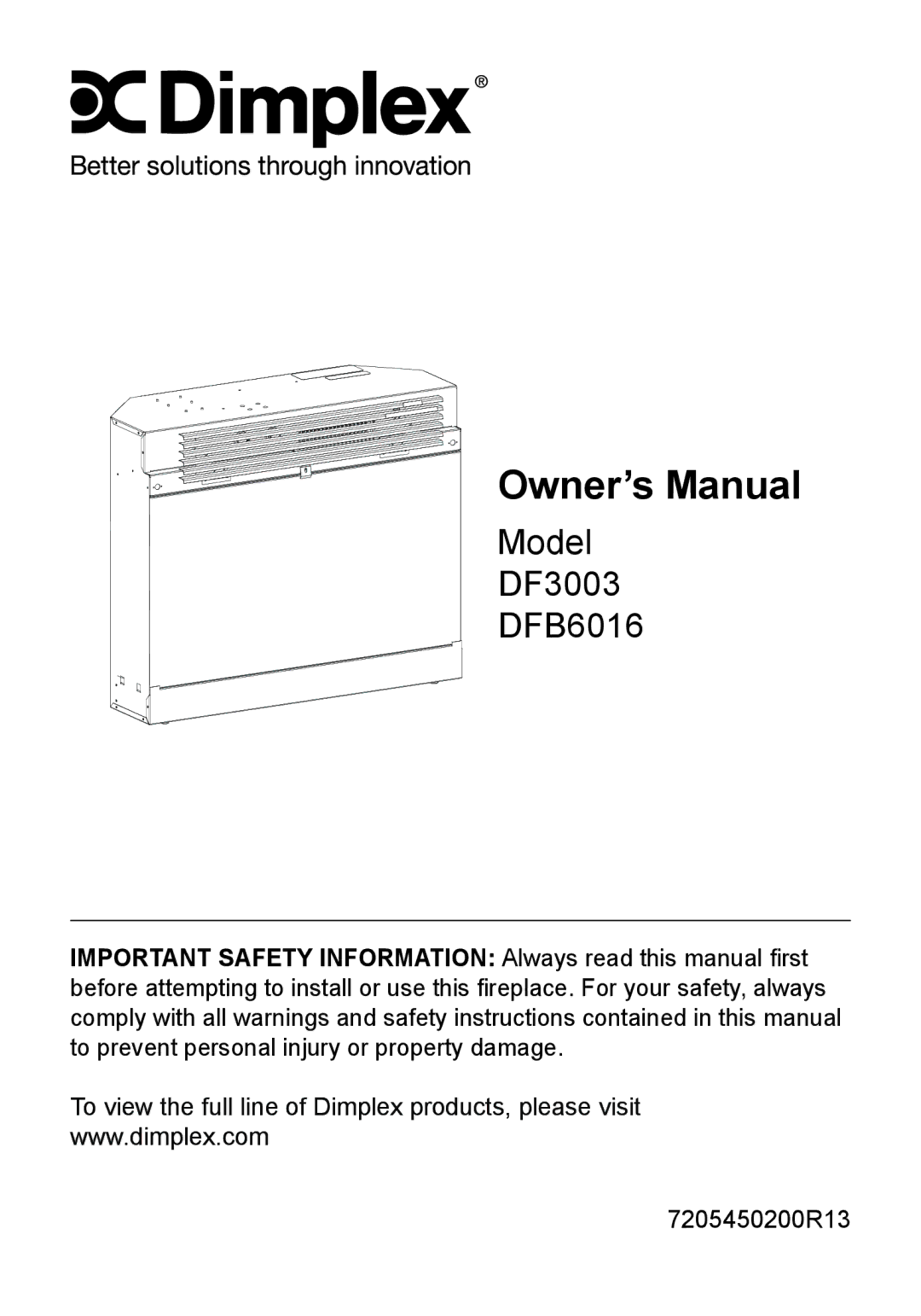 Dimplex owner manual Model DF3003 DFB6016 