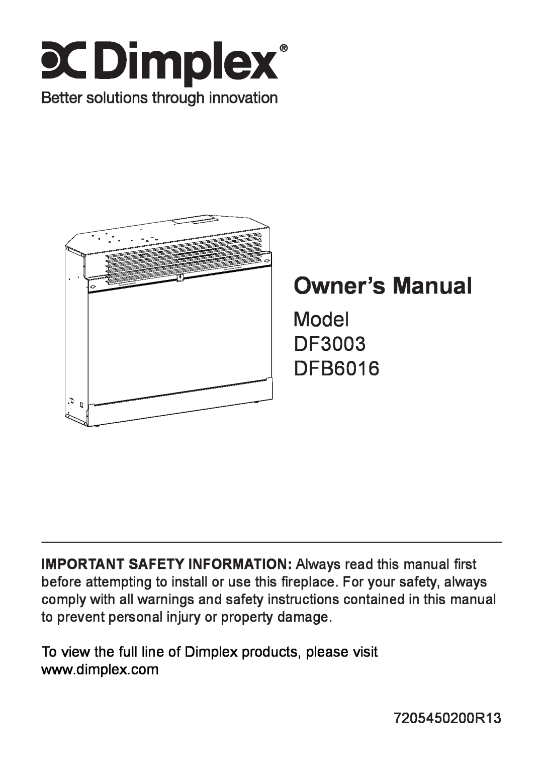 Dimplex owner manual Model DF3003 DFB6016 
