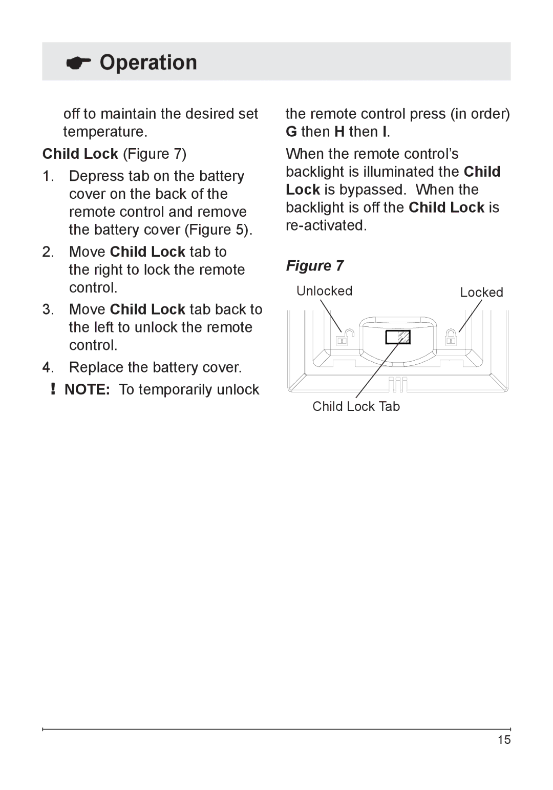 Dimplex DF3033ST owner manual Child Lock Figure 