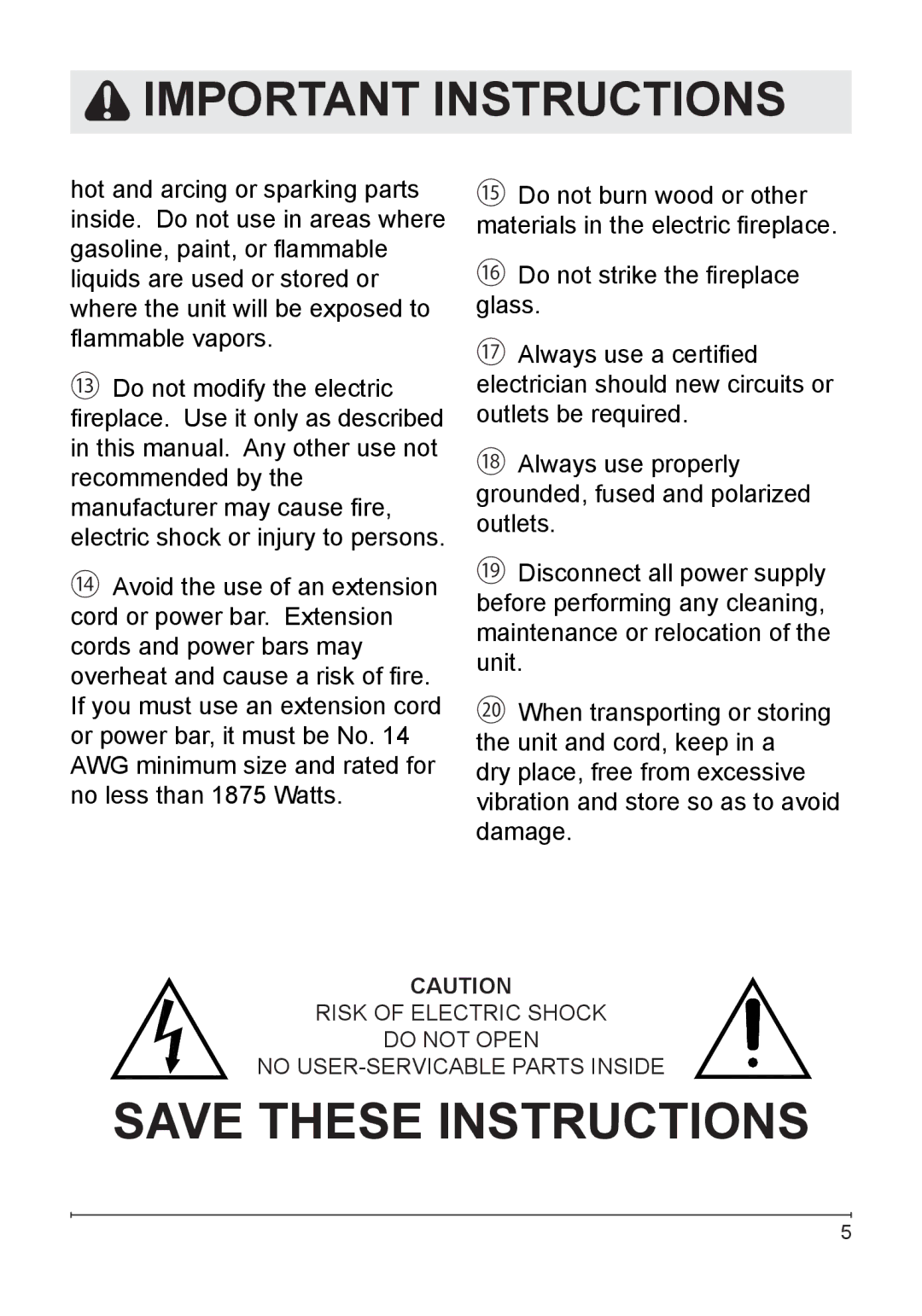 Dimplex DF3033ST owner manual Important Instructions 