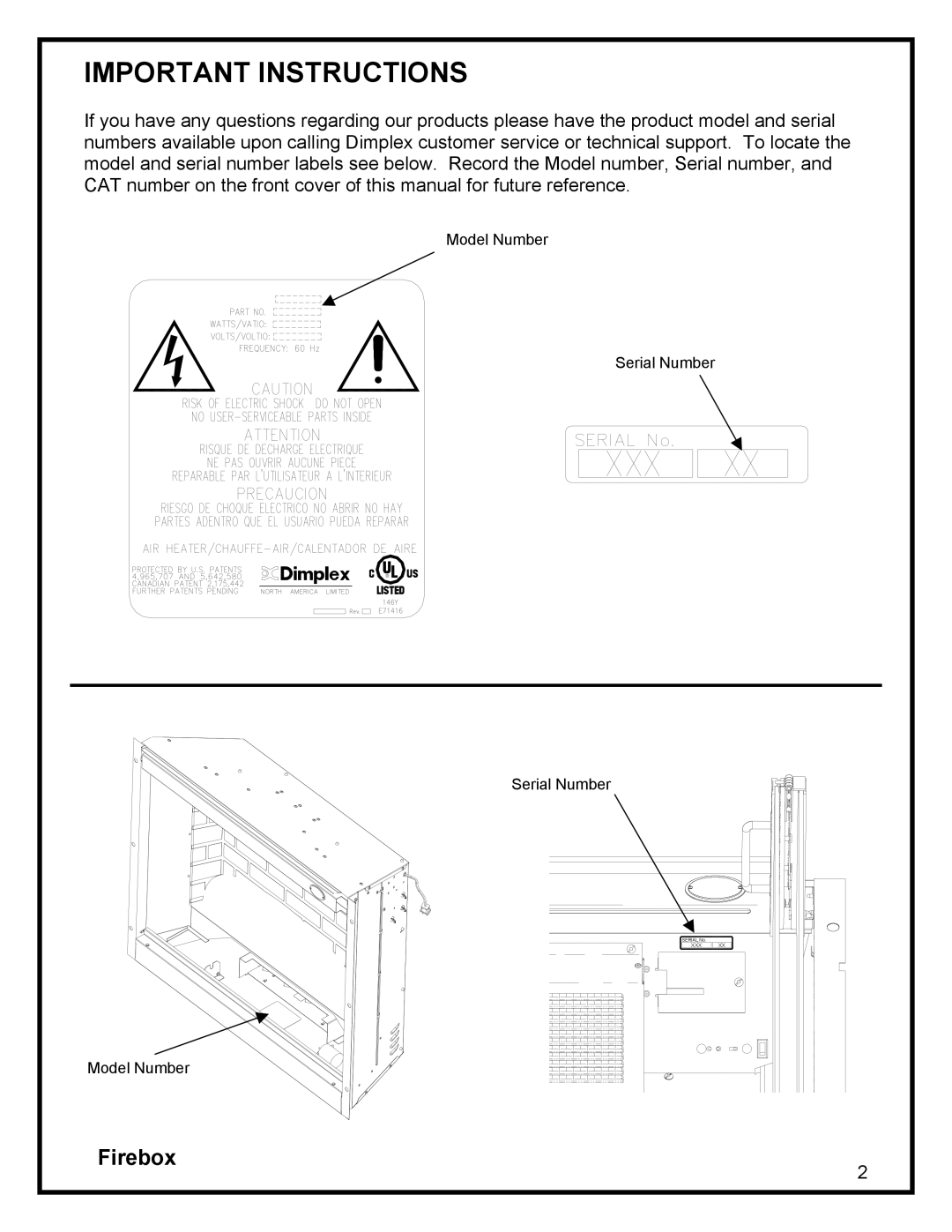 Dimplex DF3215 manual Important Instructions 