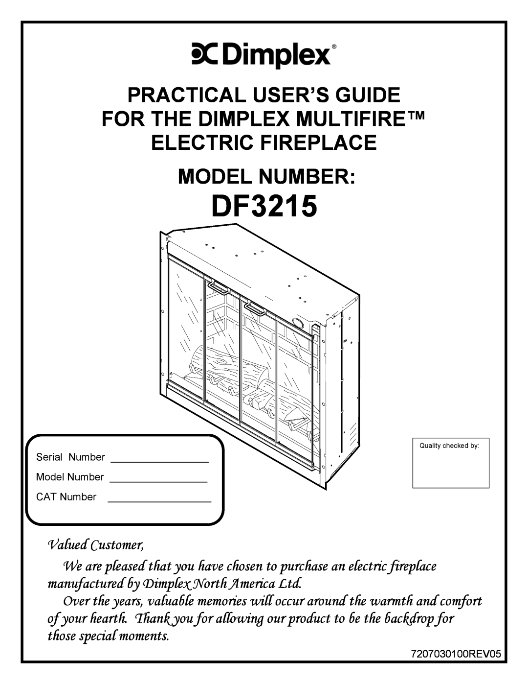 Dimplex DF3215 manual Practical User’S Guide For The Dimplex Multifire, Electric Fireplace Model Number 