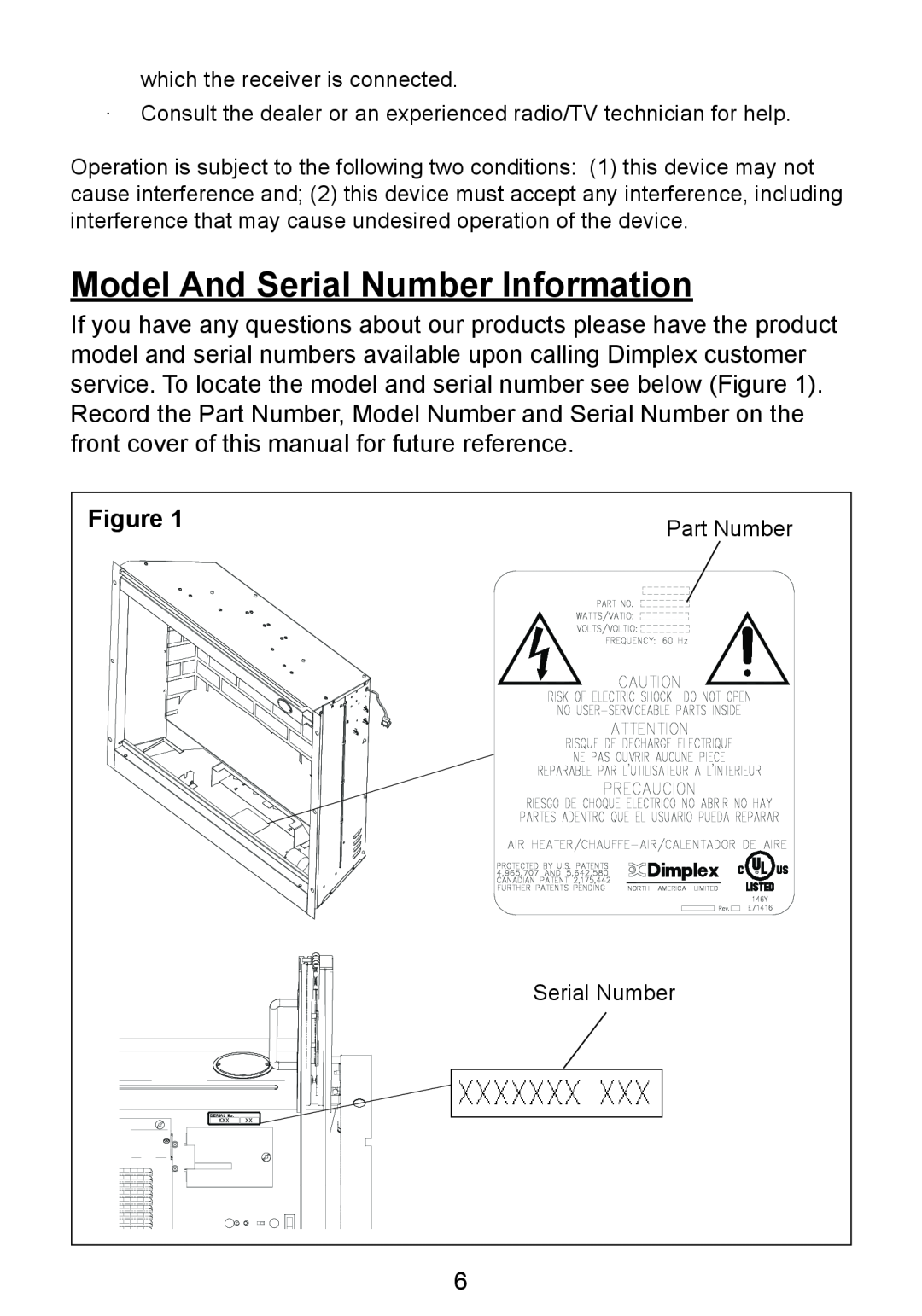 Dimplex DF3215NH owner manual Model And Serial Number Information 
