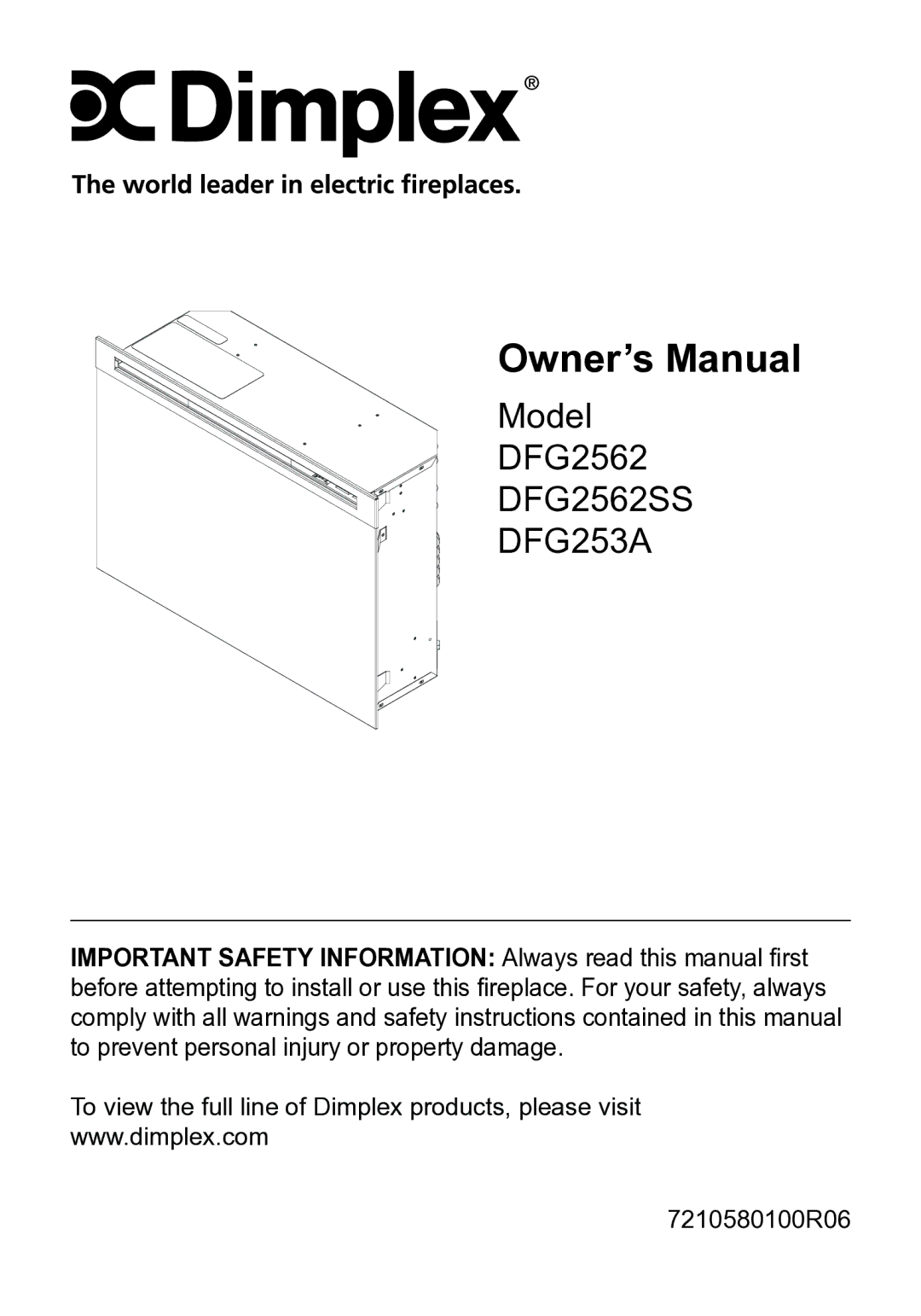 Dimplex owner manual DFG2562SS DFG253A 