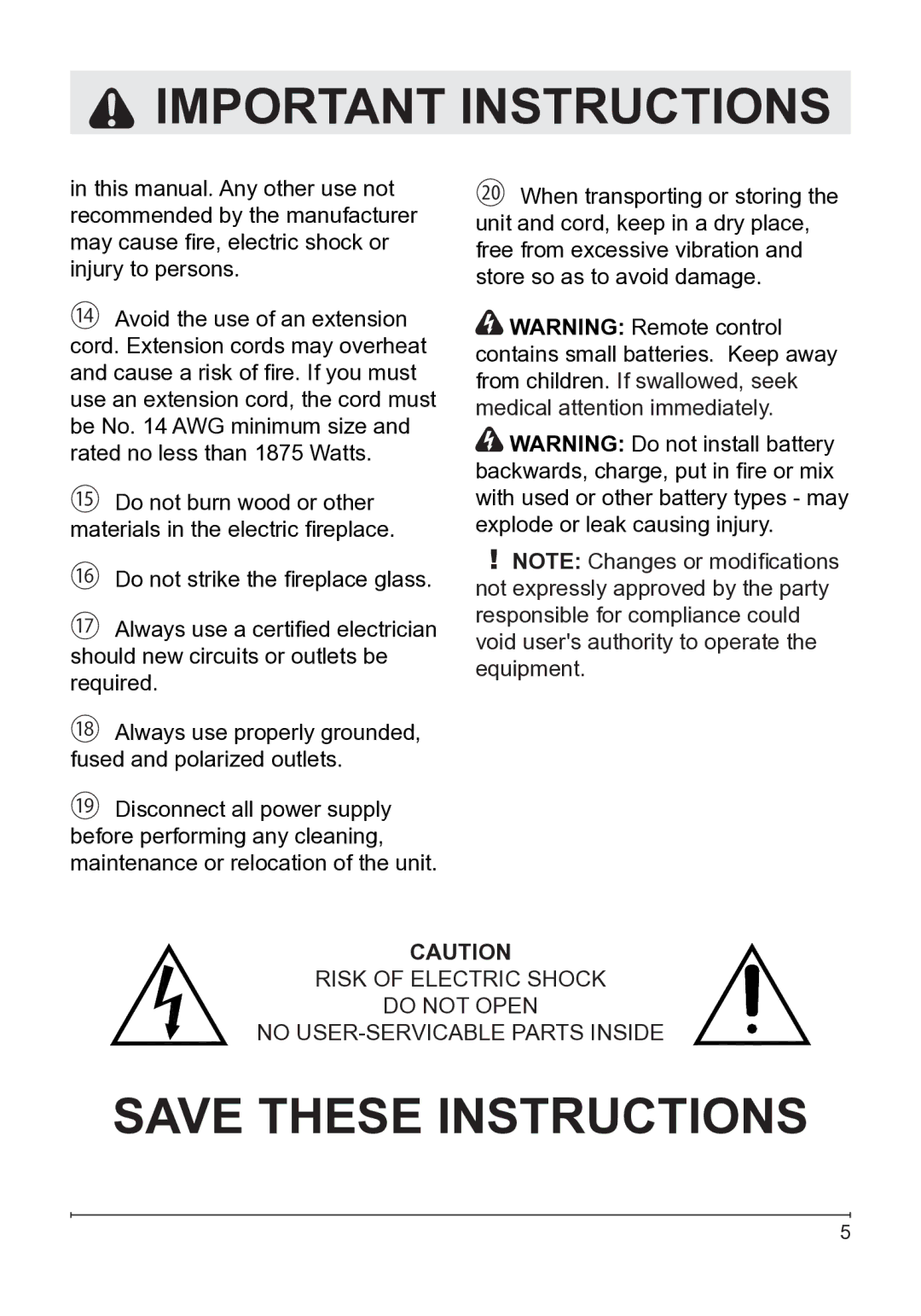 Dimplex DFG253A, DFG2562SS owner manual Important Instructions 