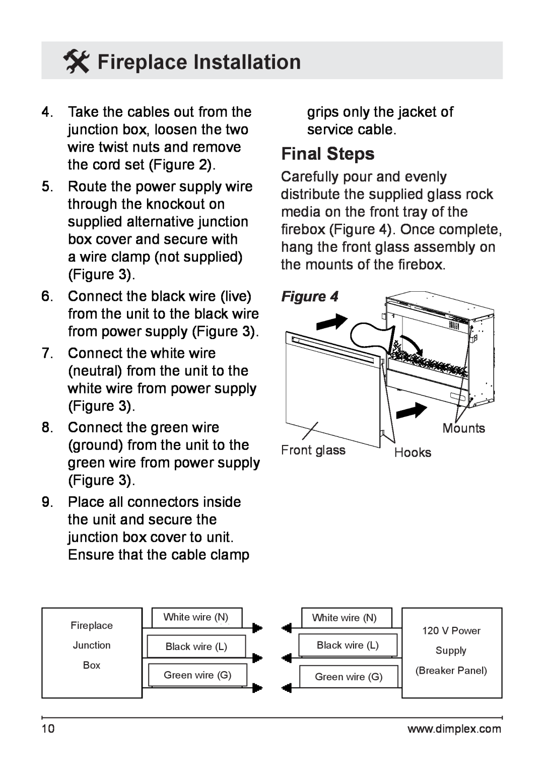 Dimplex DFG3033 owner manual Final Steps, Fireplace Installation 
