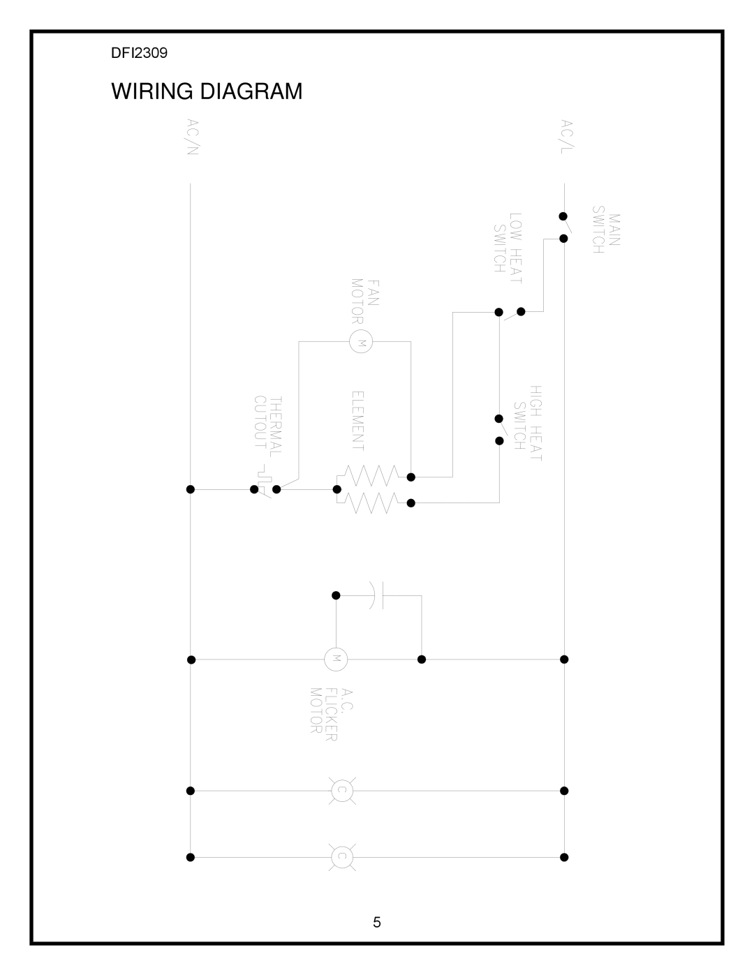 Dimplex DFI2309 service manual Wiring Diagram 