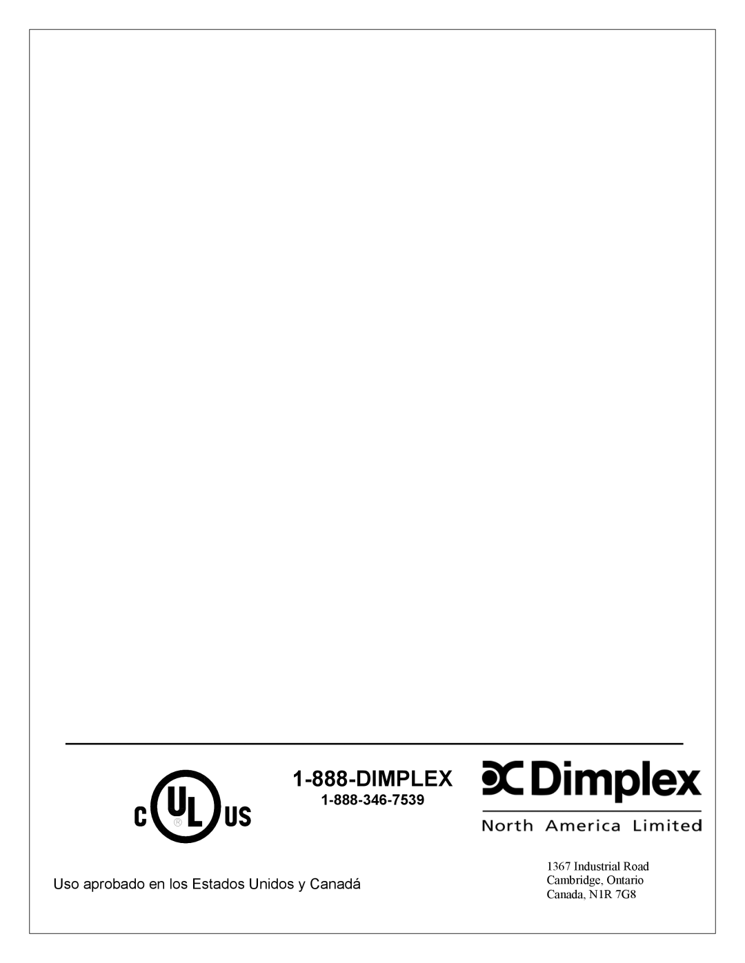 Dimplex DFI23TRIMX manual Industrial Road 