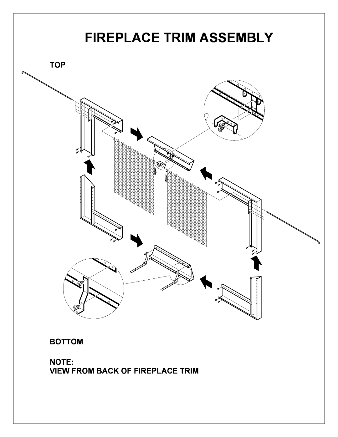 Dimplex DFI23TRIMX manual Fireplace Trim Assembly, Bottom, View From Back Of Fireplace Trim 