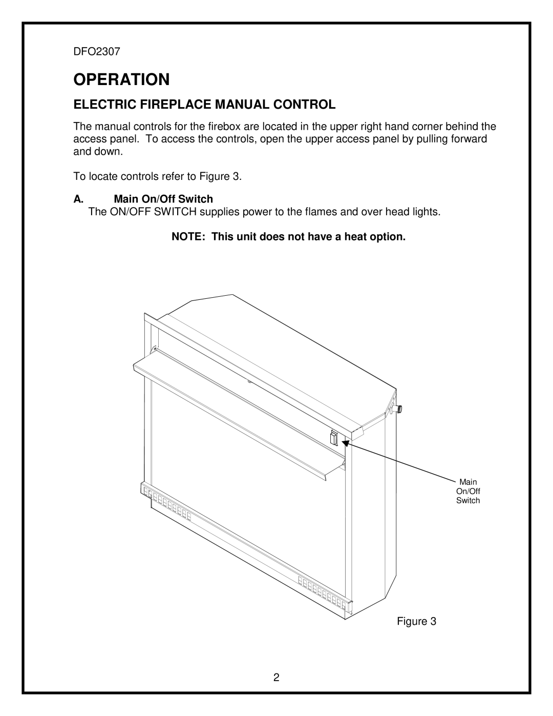 Dimplex DFO2307 service manual Operation 