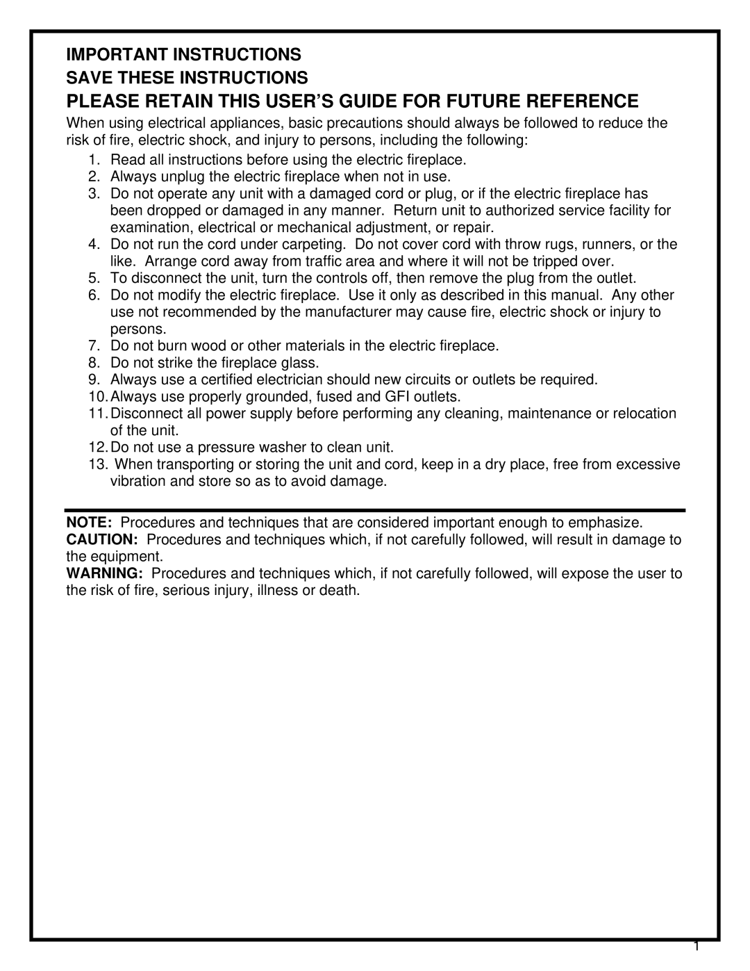 Dimplex DFO2607 manual Please Retain this USER’S Guide for Future Reference 