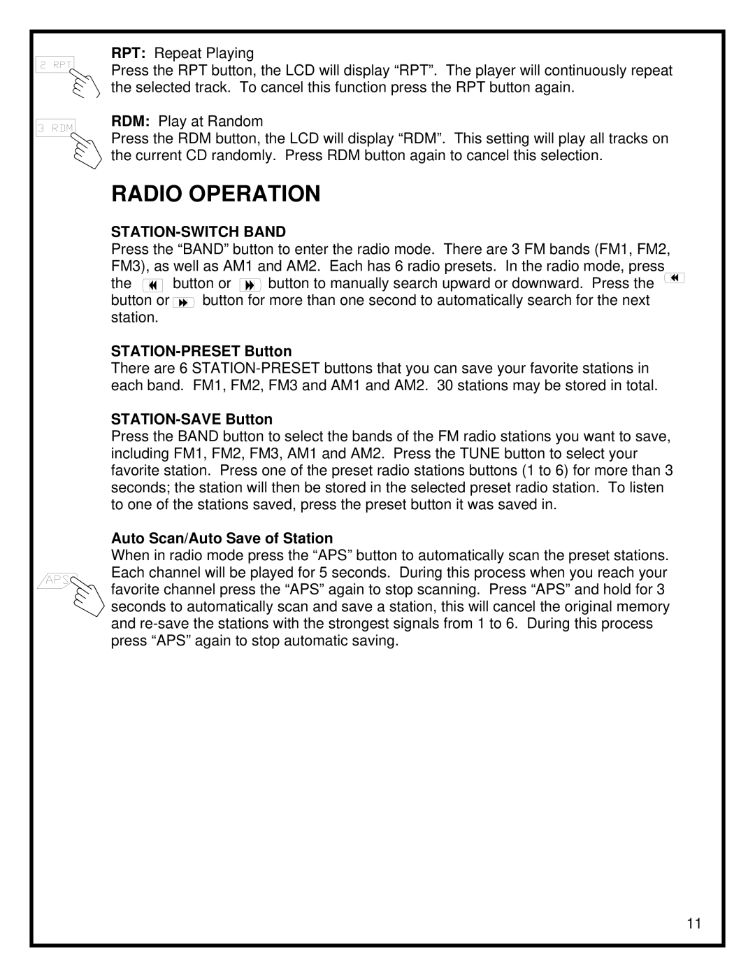 Dimplex 7207980300REV00, DFO3607 manual Radio Operation, STATION-SWITCH Band 