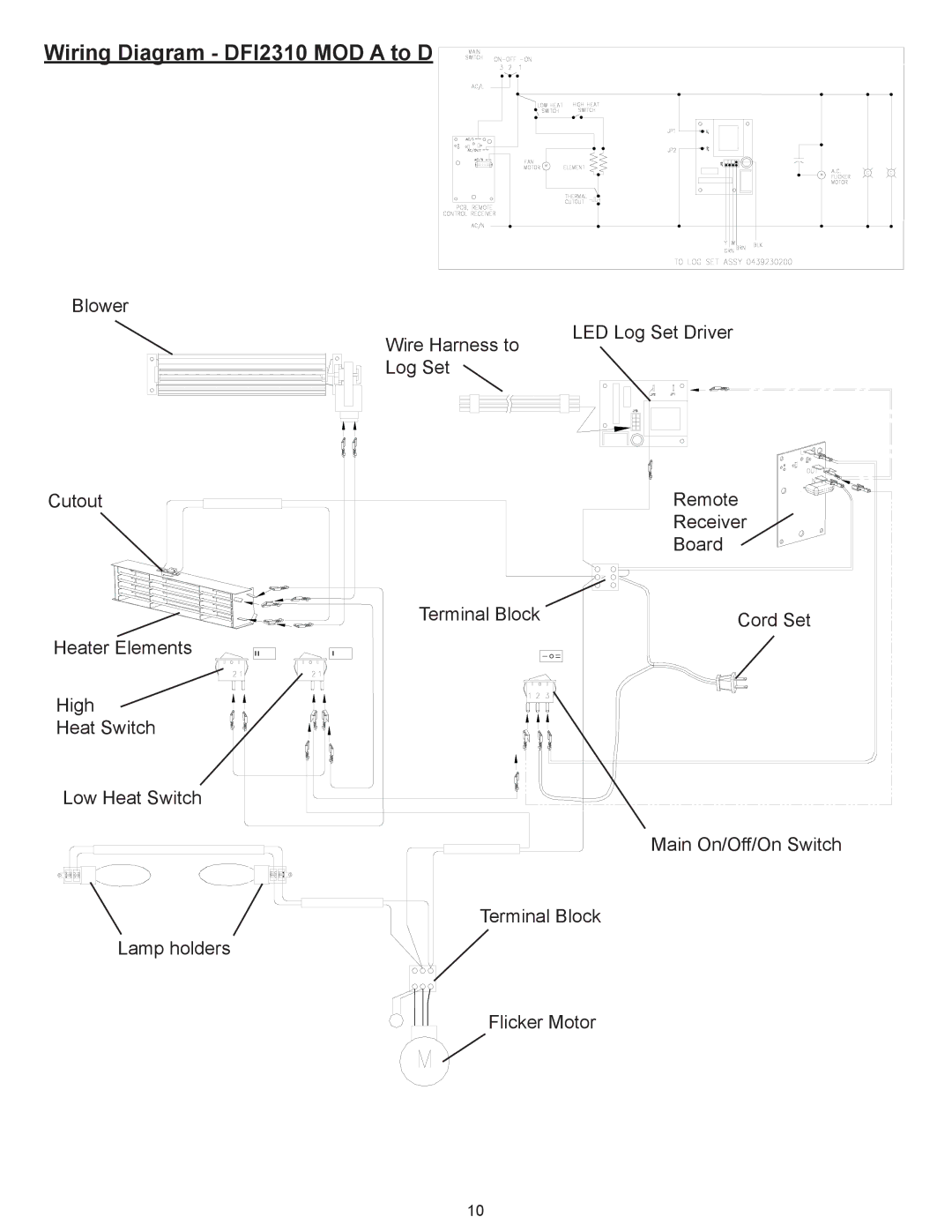 Dimplex Dimplex DFI2309 service manual Wiring Diagram DFI2310 MOD a to D 