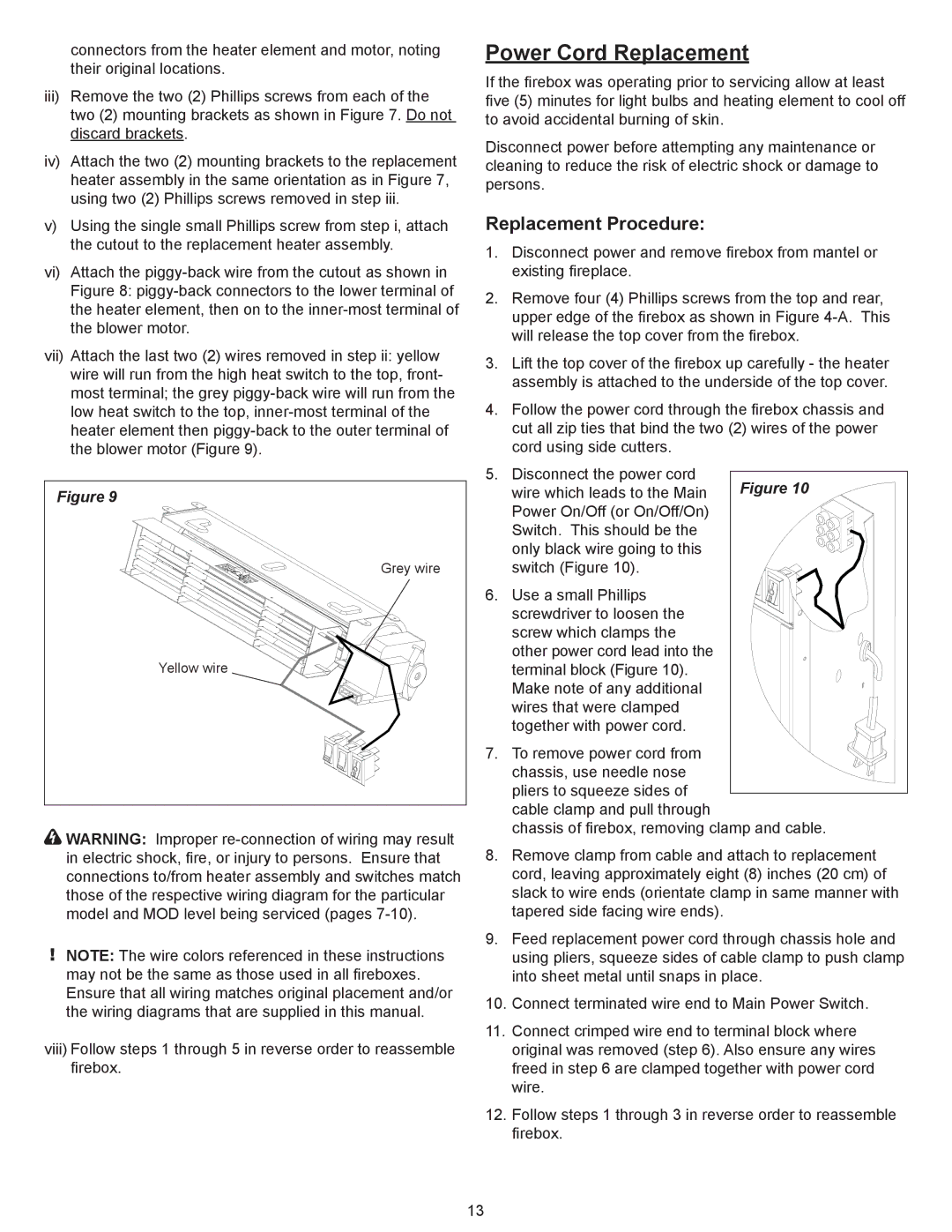 Dimplex Dimplex DFI2309 service manual Power Cord Replacement 