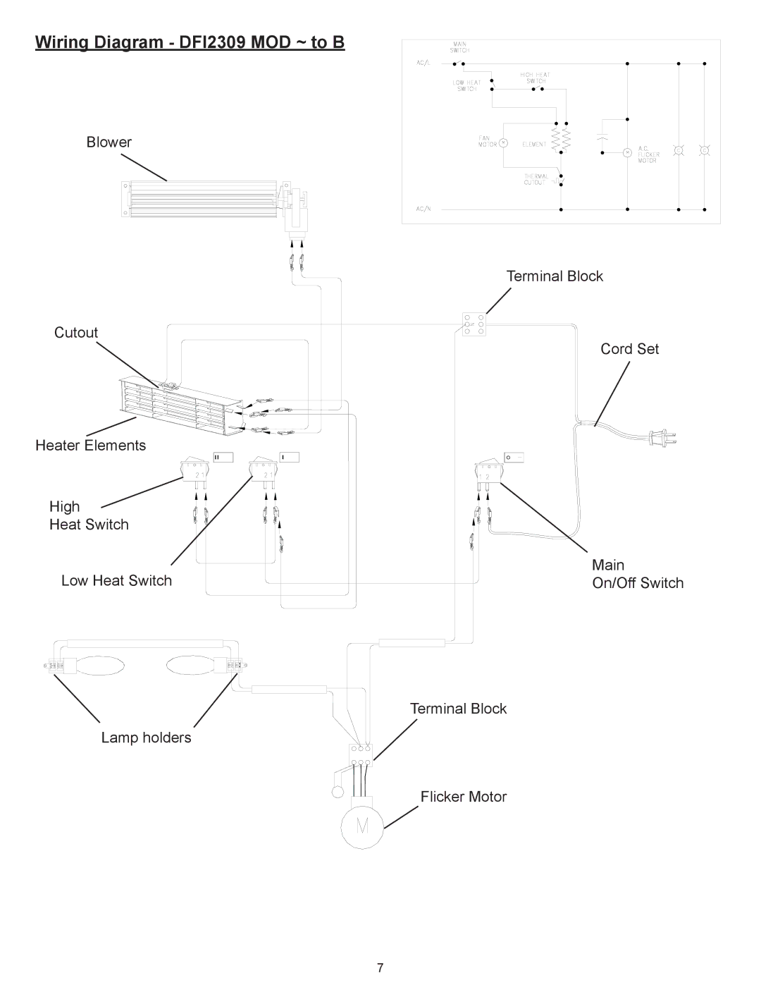 Dimplex Dimplex DFI2309 service manual Wiring Diagram DFI2309 MOD ~ to B 