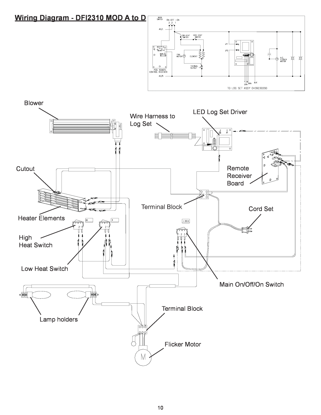 Dimplex Dimplex DFI2309 service manual Wiring Diagram - DFI2310 MOD A to D 