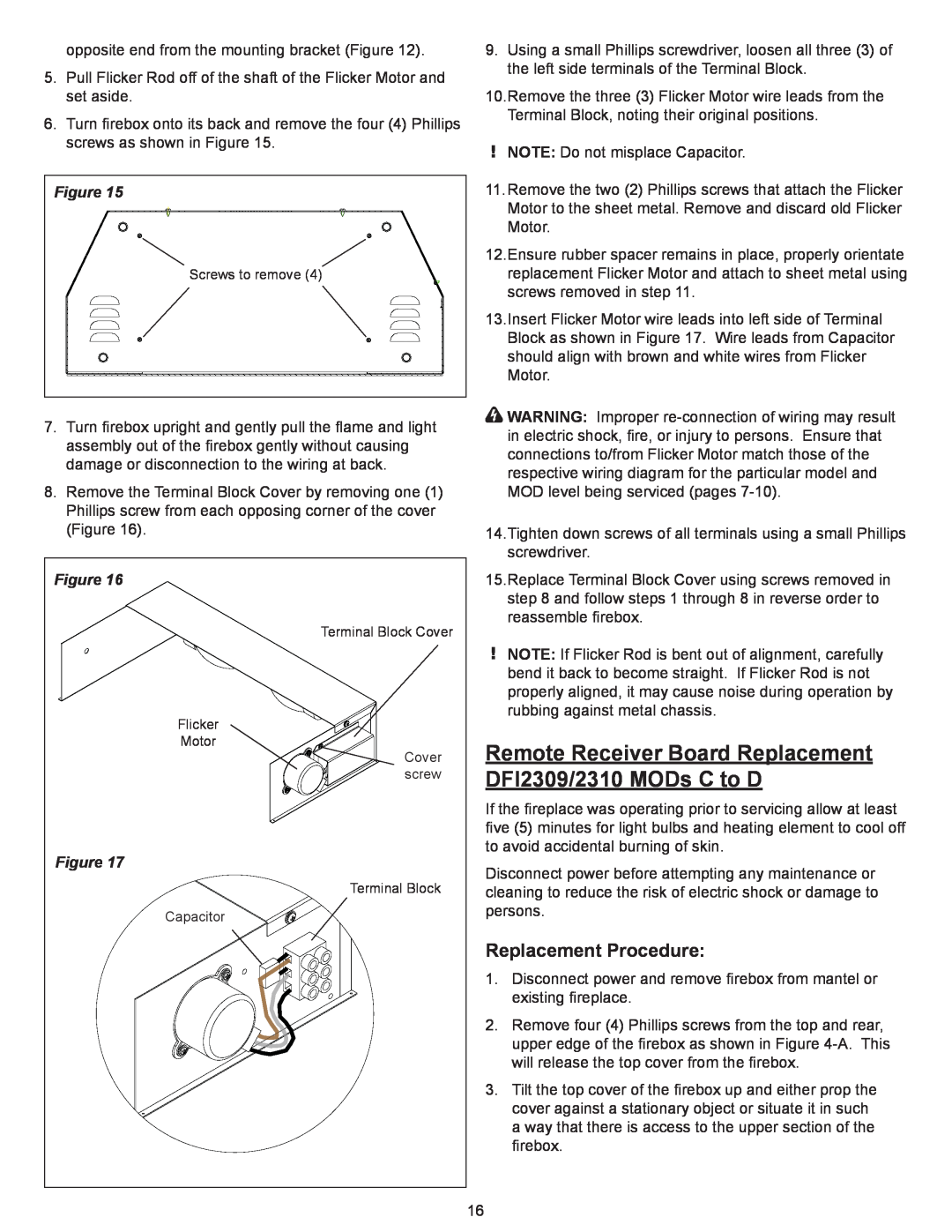 Dimplex Dimplex DFI2309 service manual Replacement Procedure, opposite end from the mounting bracket Figure 