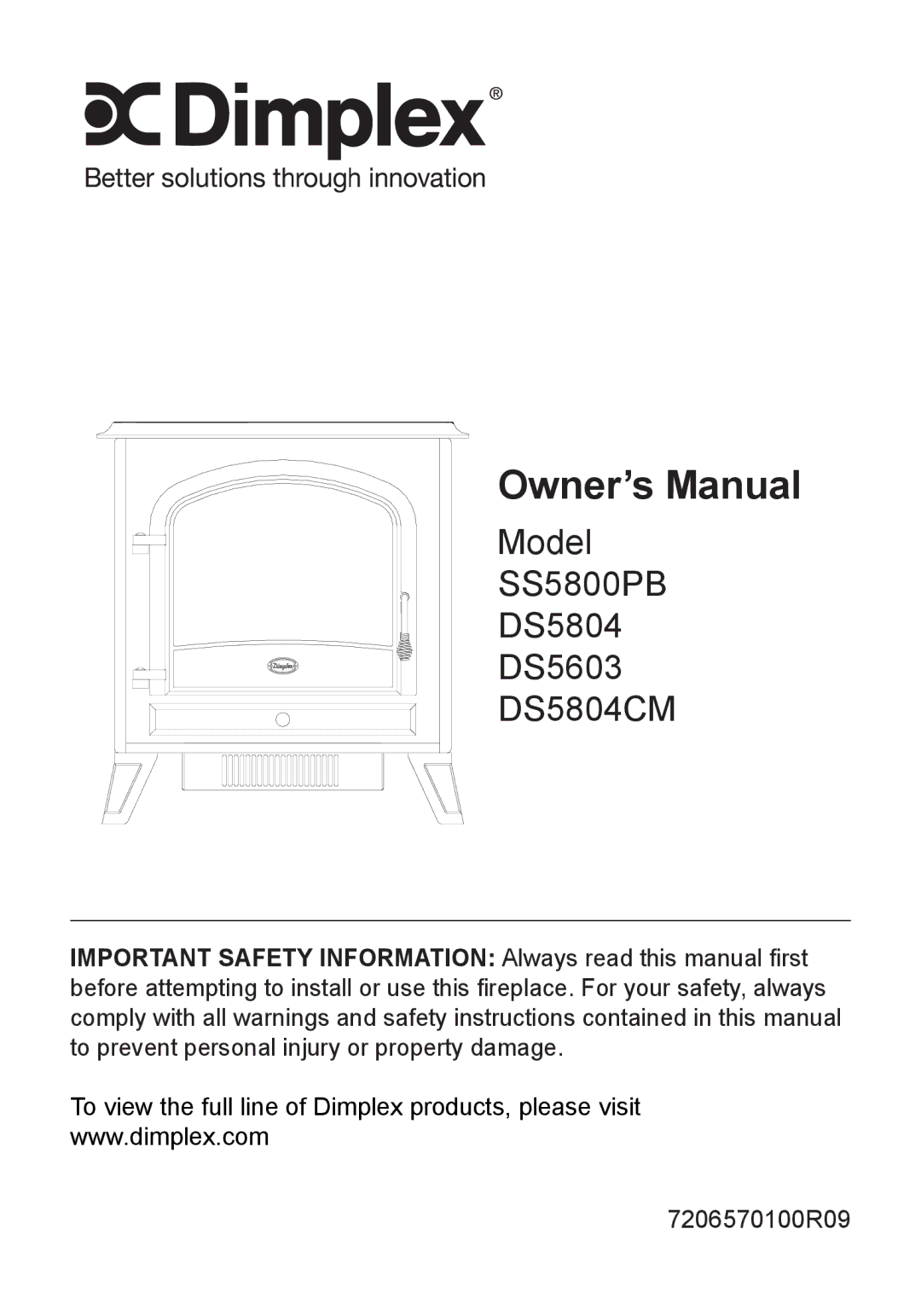 Dimplex owner manual Model SS5800PB DS5804 DS5603 DS5804CM 