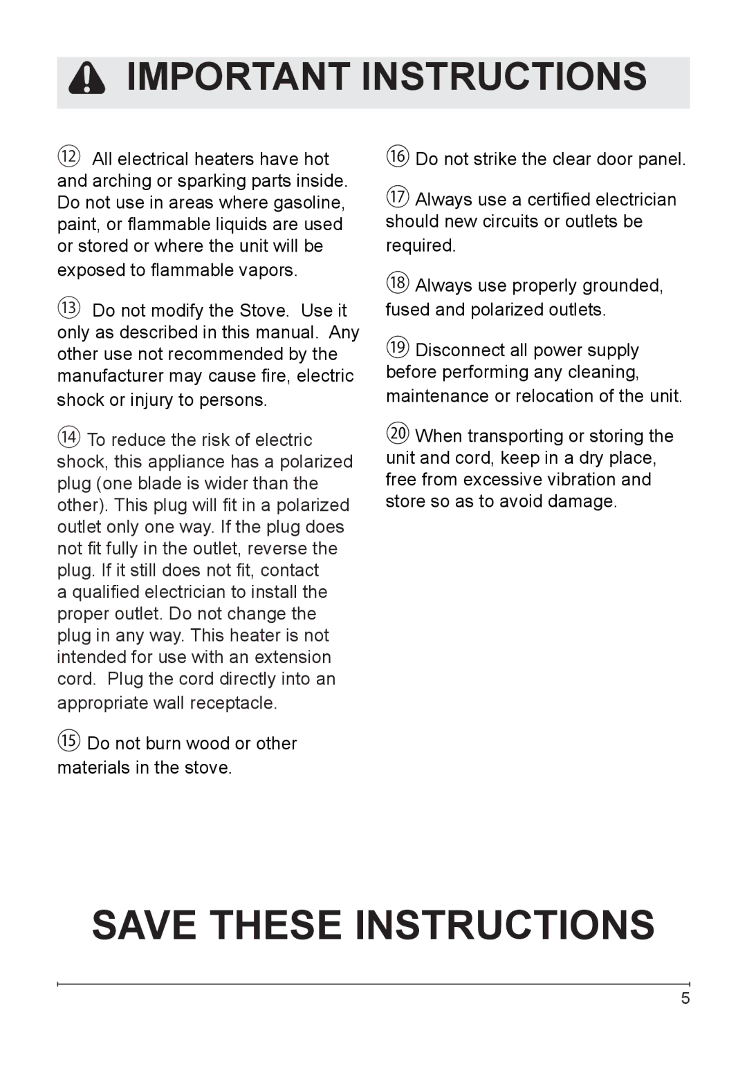 Dimplex SS5800PB, DS5603, DS5804CM owner manual Important Instructions 