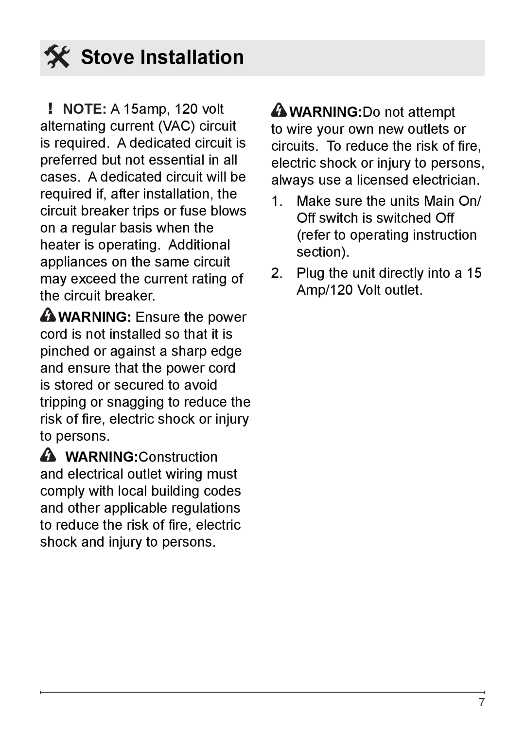 Dimplex DS5603, SS5800PB, DS5804CM owner manual Stove Installation 