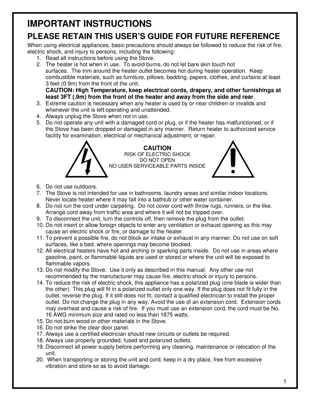 Dimplex DS5629 manual Important Instructions, Please Retain this USER’S Guide for Future Reference 