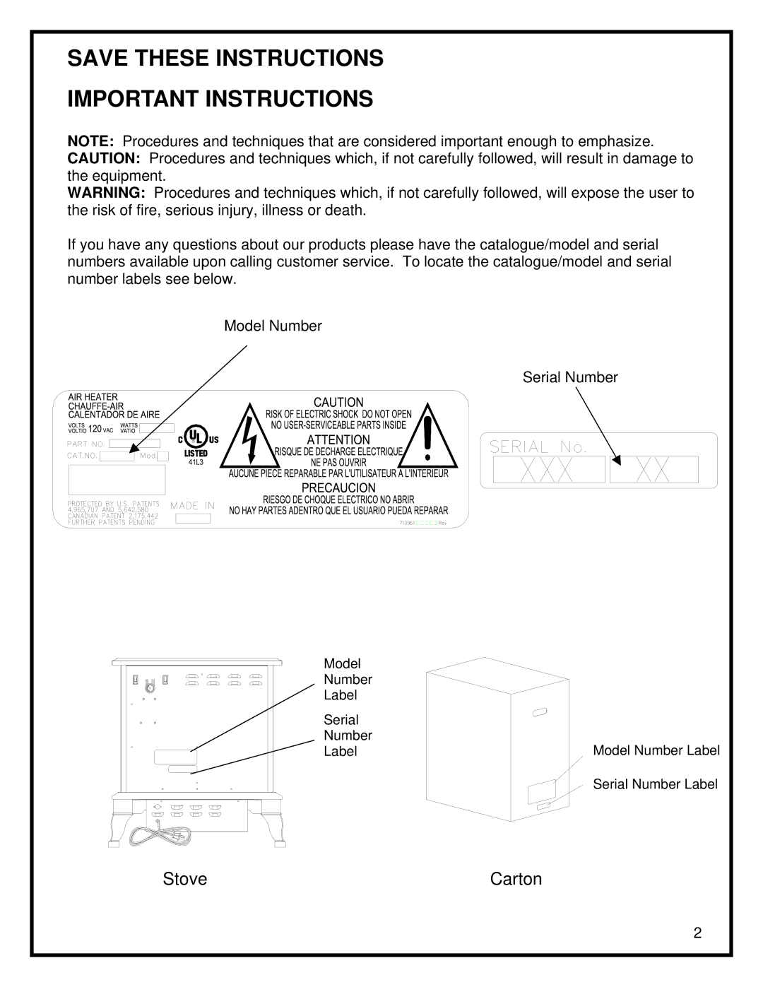 Dimplex DS5629 manual Stove Carton 