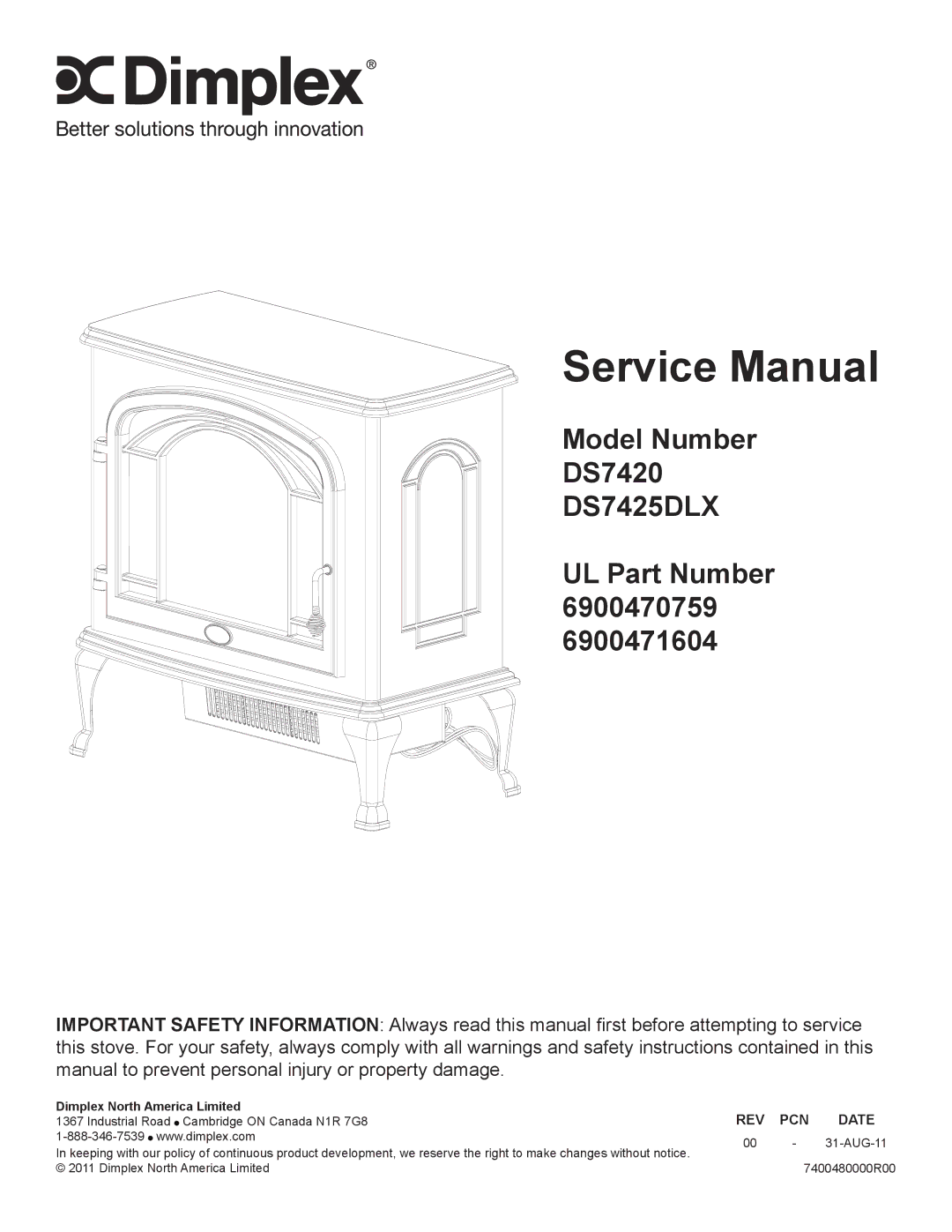 Dimplex DS7425DLX, DS7420 service manual 