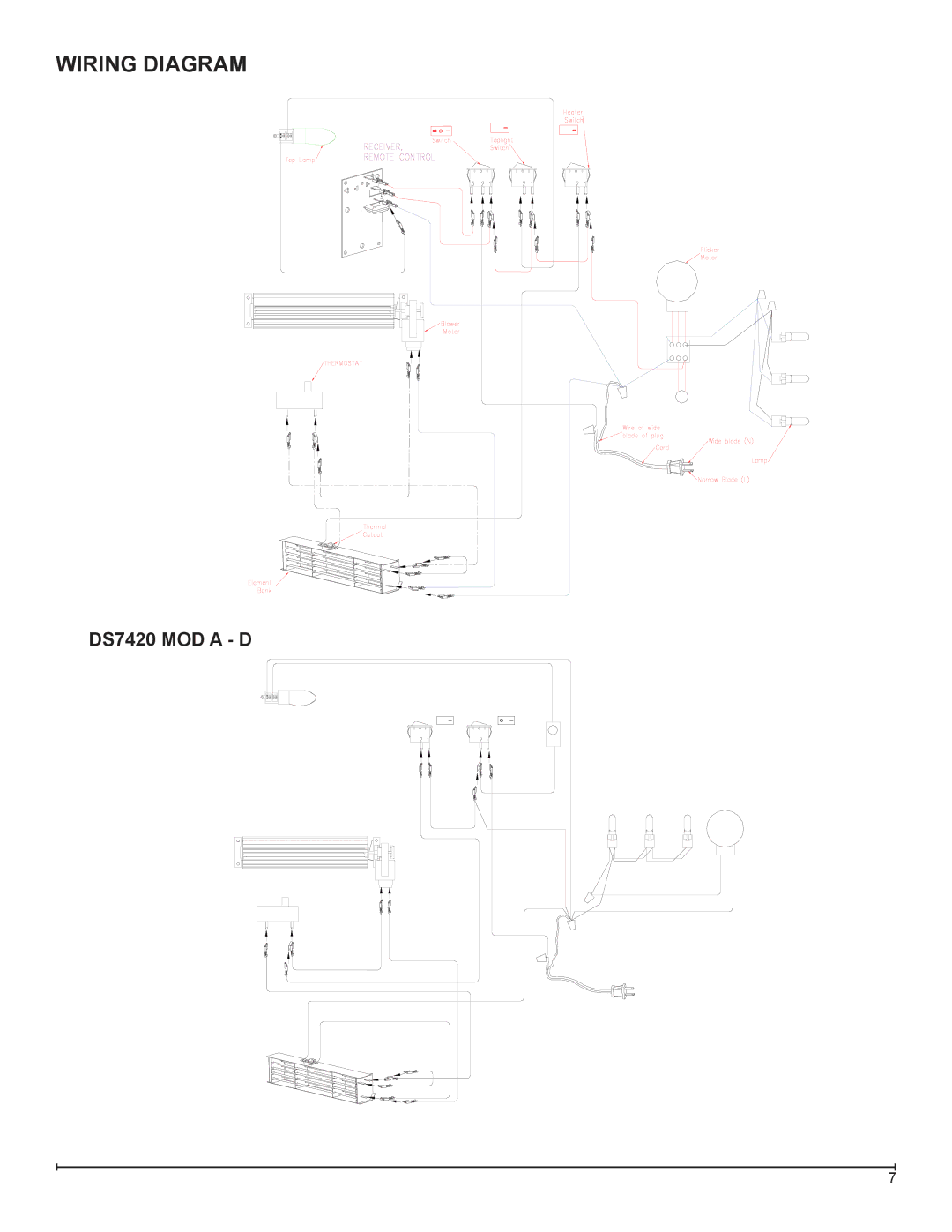 Dimplex DS7425DLX, DS7420 service manual Wiring Diagram 