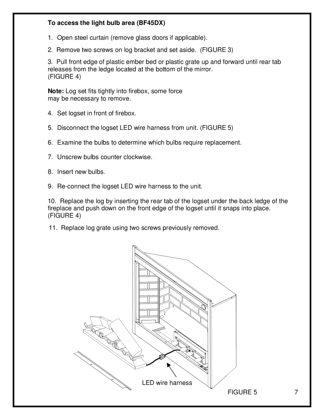 Dimplex DX BF45STDX, DX BF39ST, BF33ST manual To access the light bulb area BF45DX 