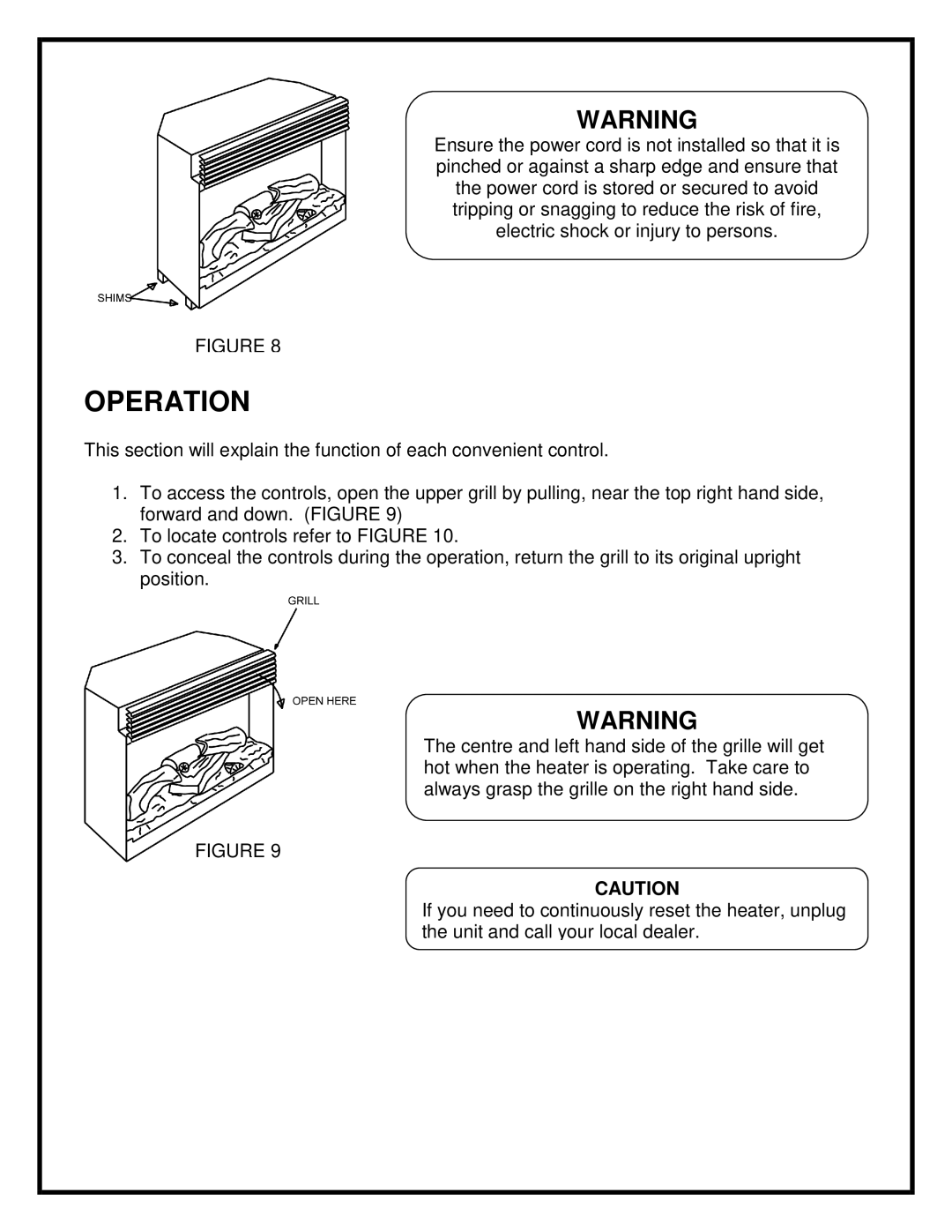 Dimplex EF3003-230 manual Operation 