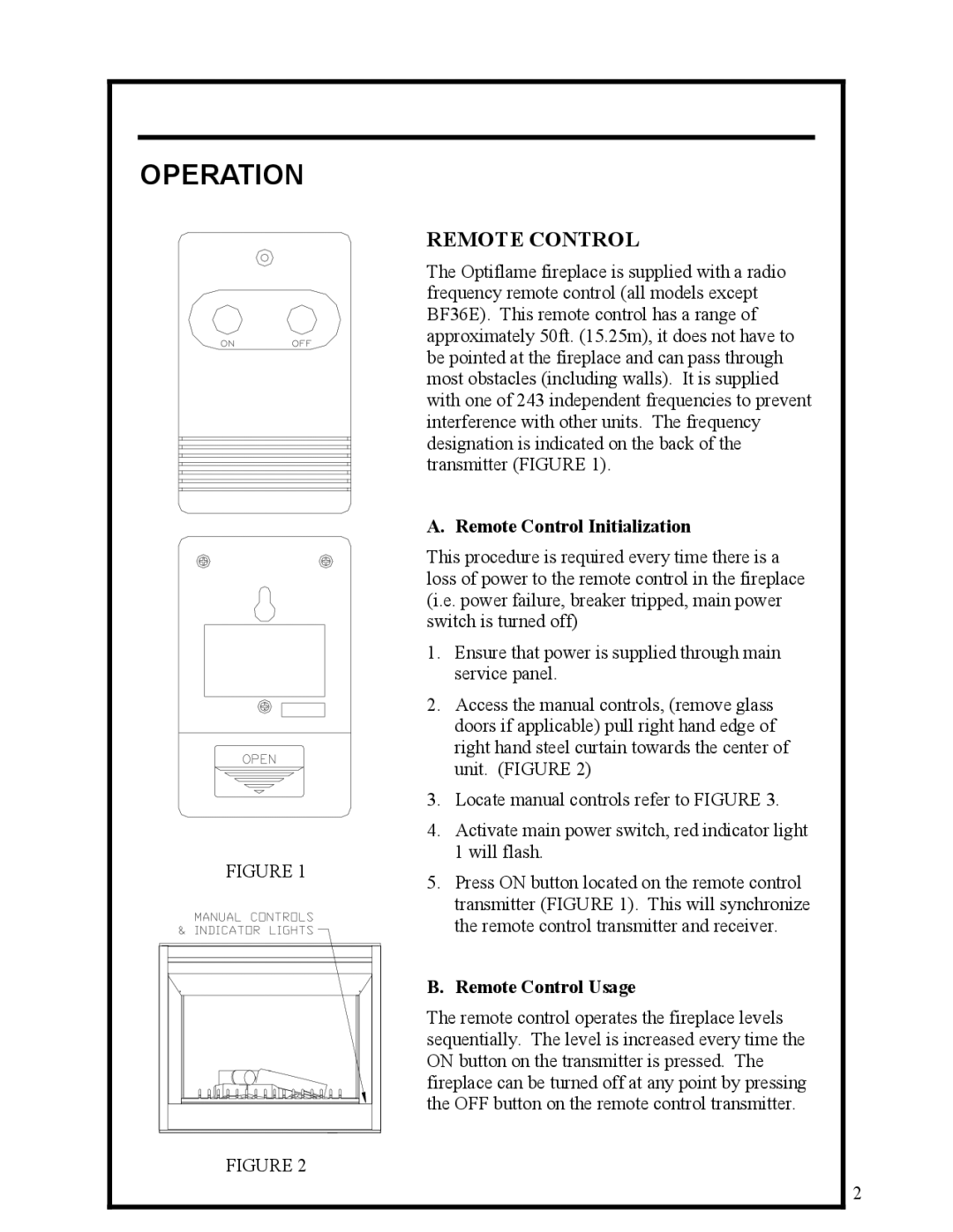 Dimplex Electric Fireplace manual Operation, Remote Control Initialization, Remote Control Usage 