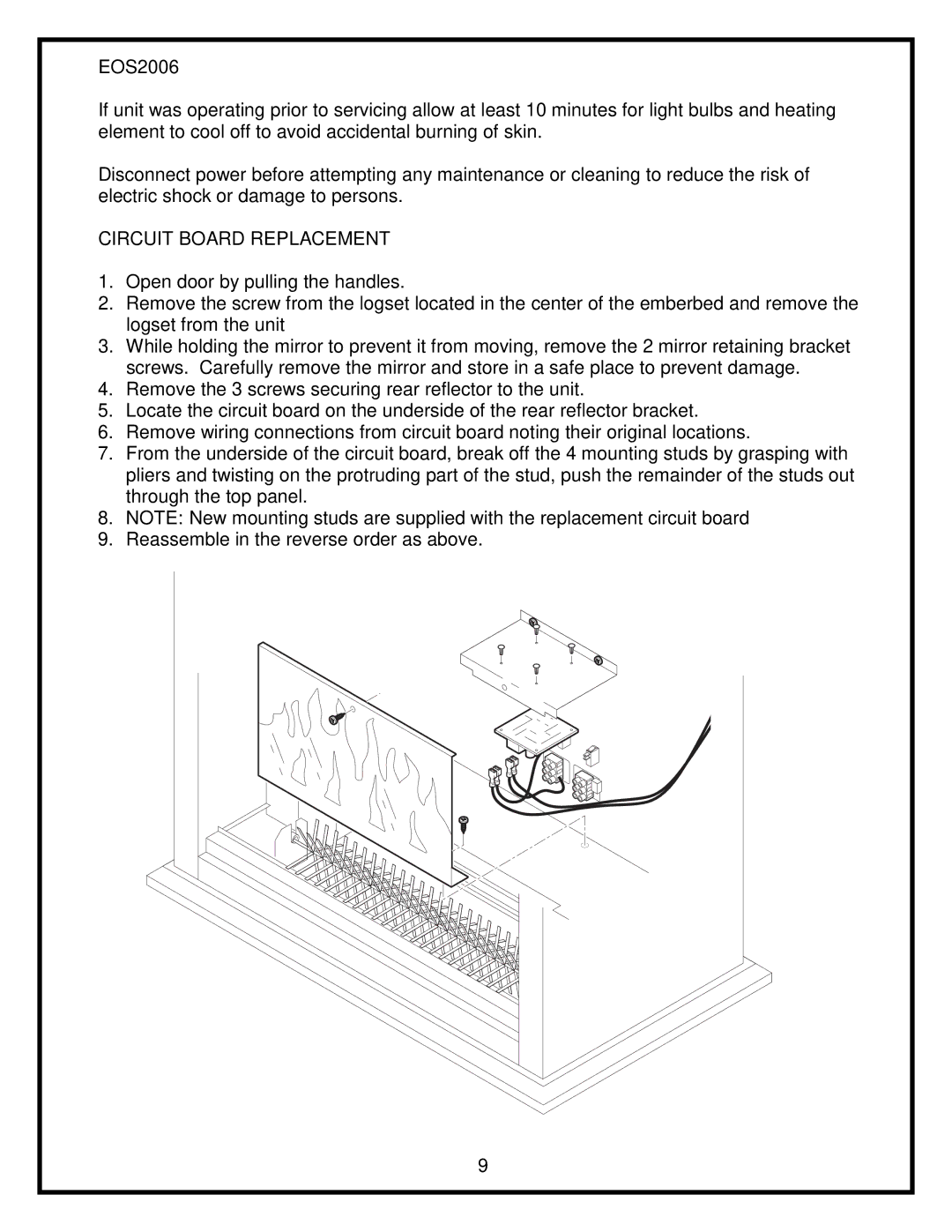 Dimplex EOS2006 service manual Circuit Board Replacement 