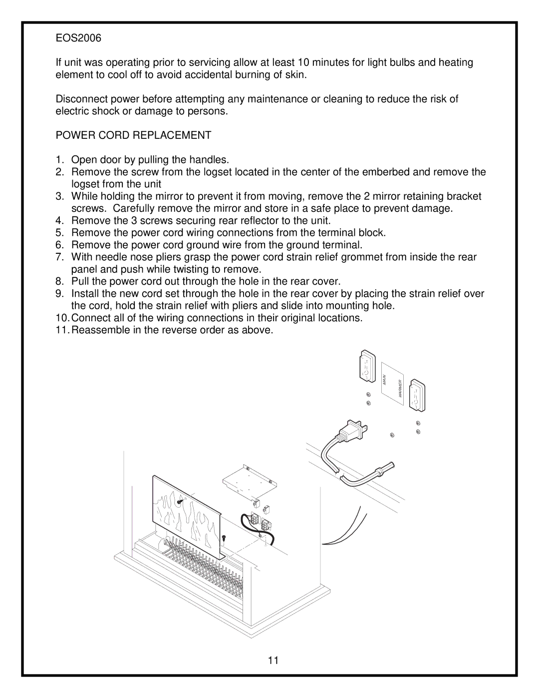 Dimplex EOS2006 service manual Main Warmer 