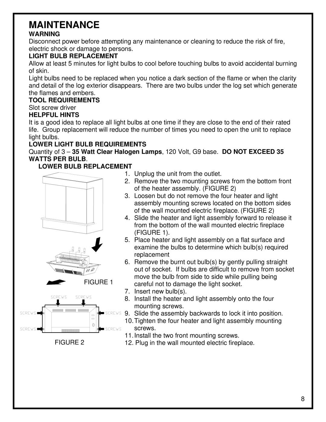 Dimplex EWM-SS manual Maintenance 