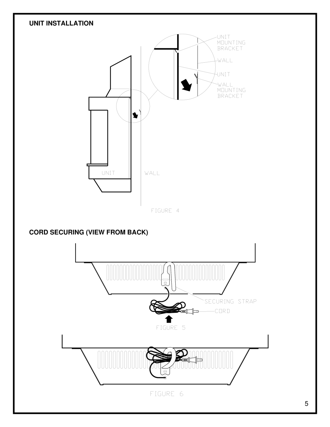 Dimplex EWM-SS manual Unit Installation, Cord Securing View from Back 