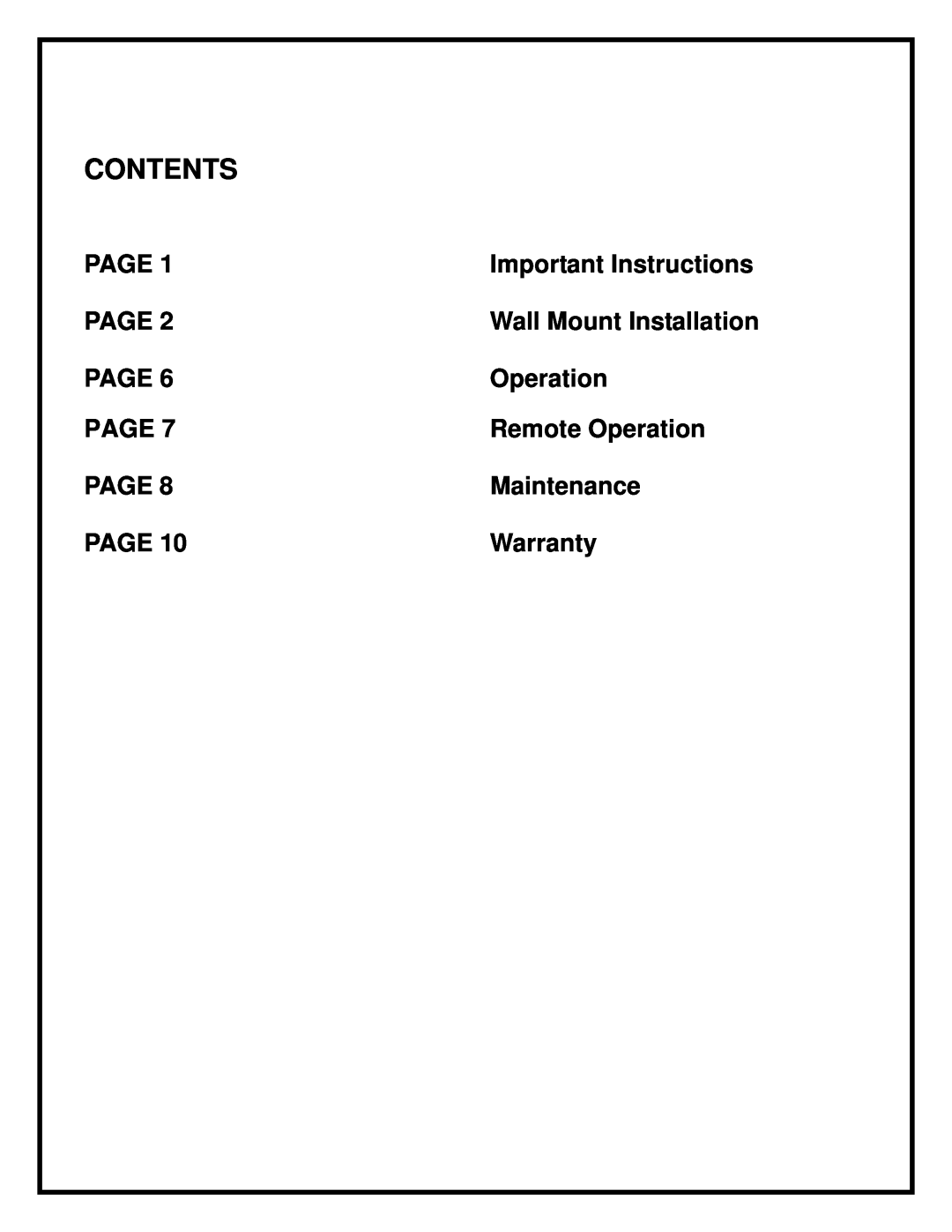 Dimplex EWM-SS manual Contents 