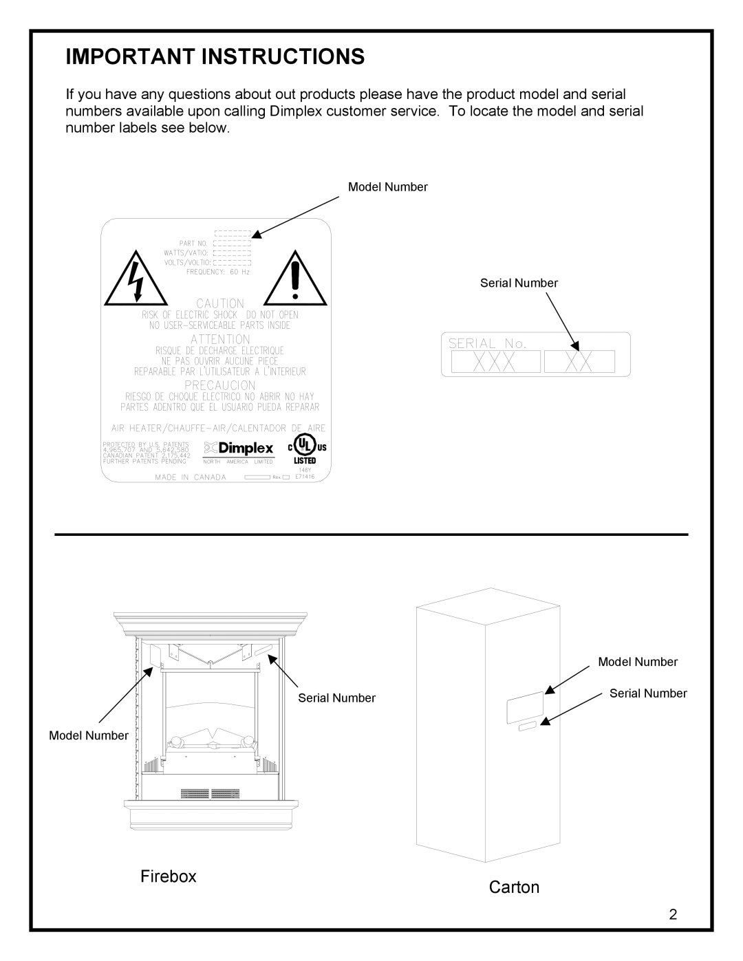 Dimplex EWMC-CC-SS manual Important Instructions 