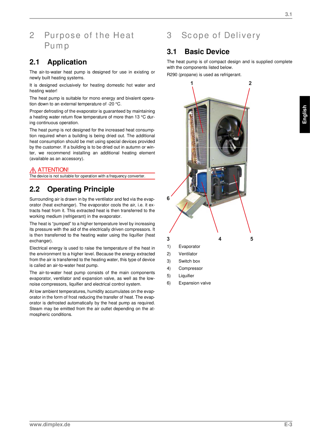 Dimplex LA 11PS manual Purpose of the Heat Pump, Scope of Delivery, Application, Operating Principle, Basic Device 