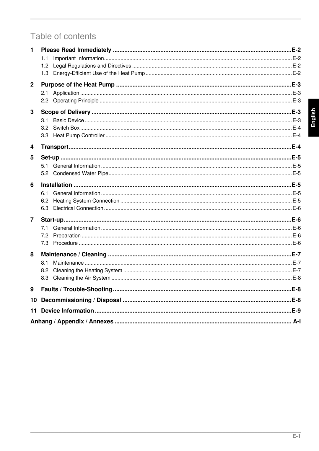 Dimplex LA 9PS, LA 18PS, LA 12PS manual Table of contents 