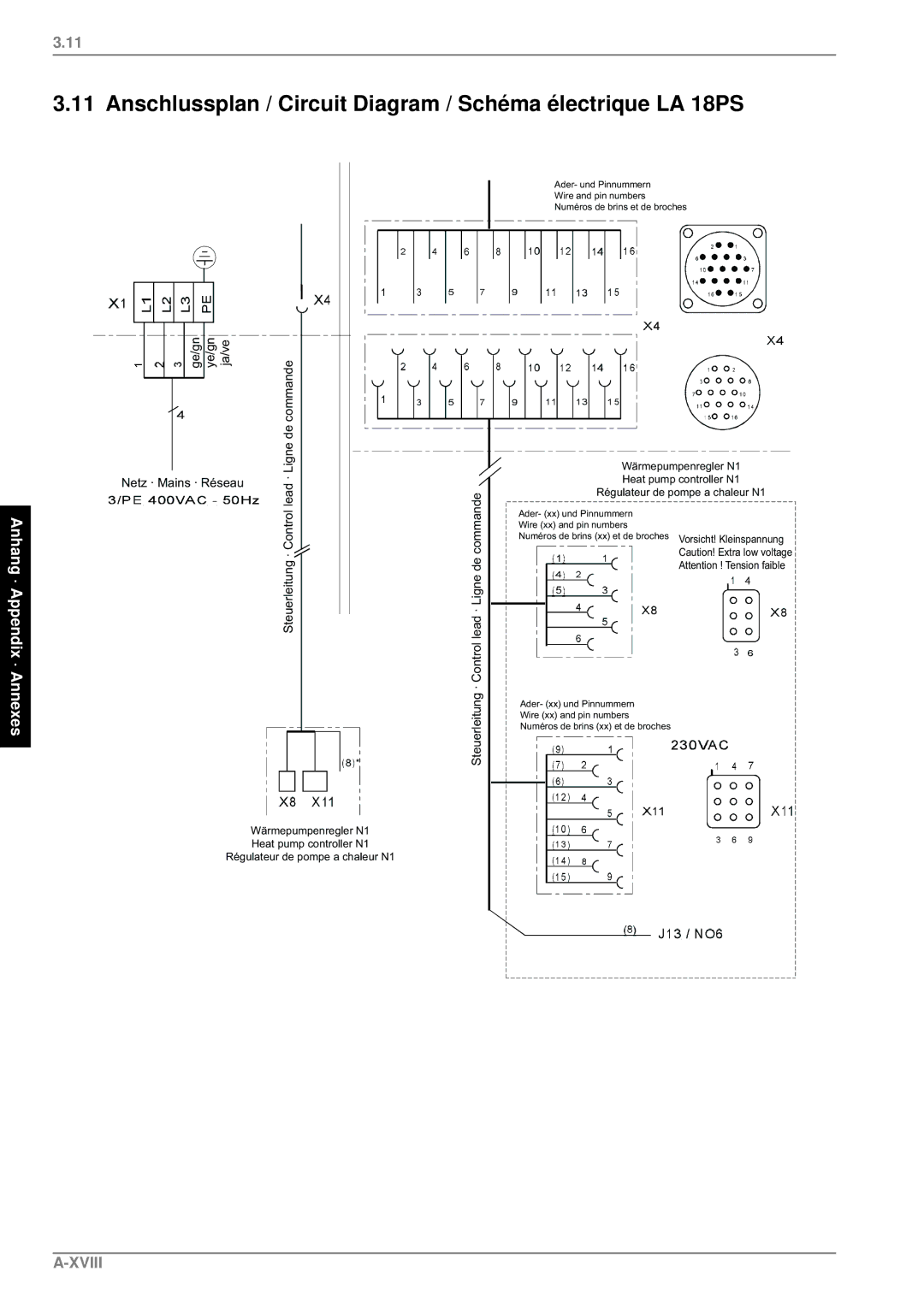 Dimplex LA 12PS, LA 9PS manual Anschlussplan / Circuit Diagram / Schéma électrique LA 18PS, Xviii 