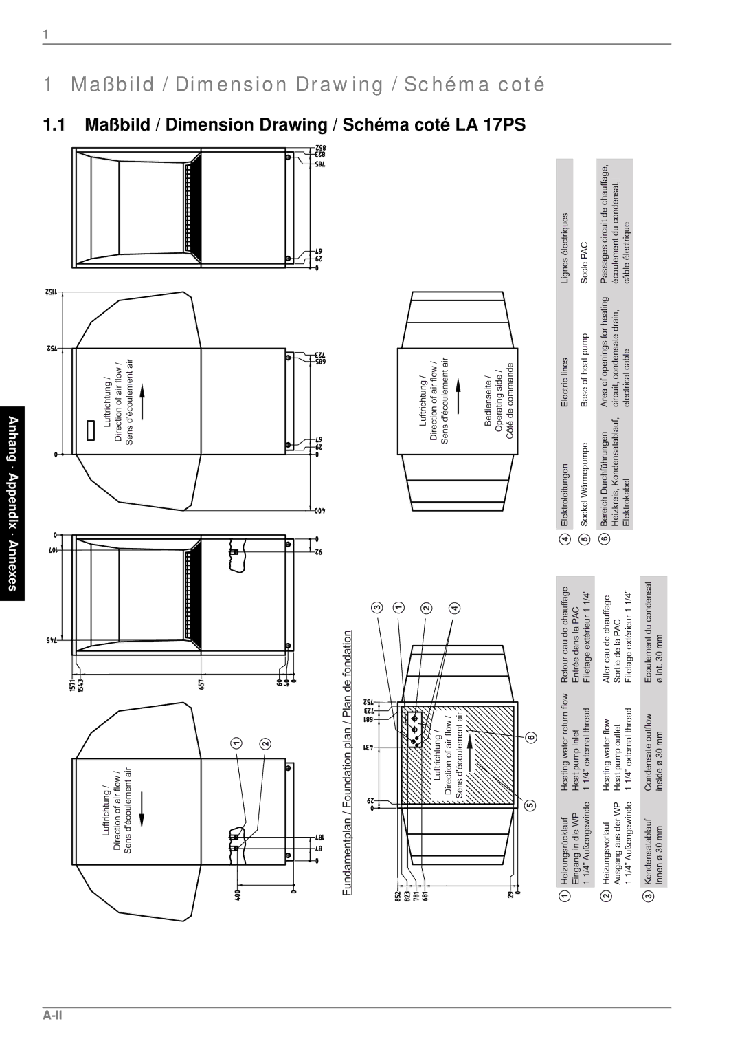 Dimplex LA 26PS, LA 22PS manual Maßbild / Dimension Drawing / Schéma coté LA 17PS 