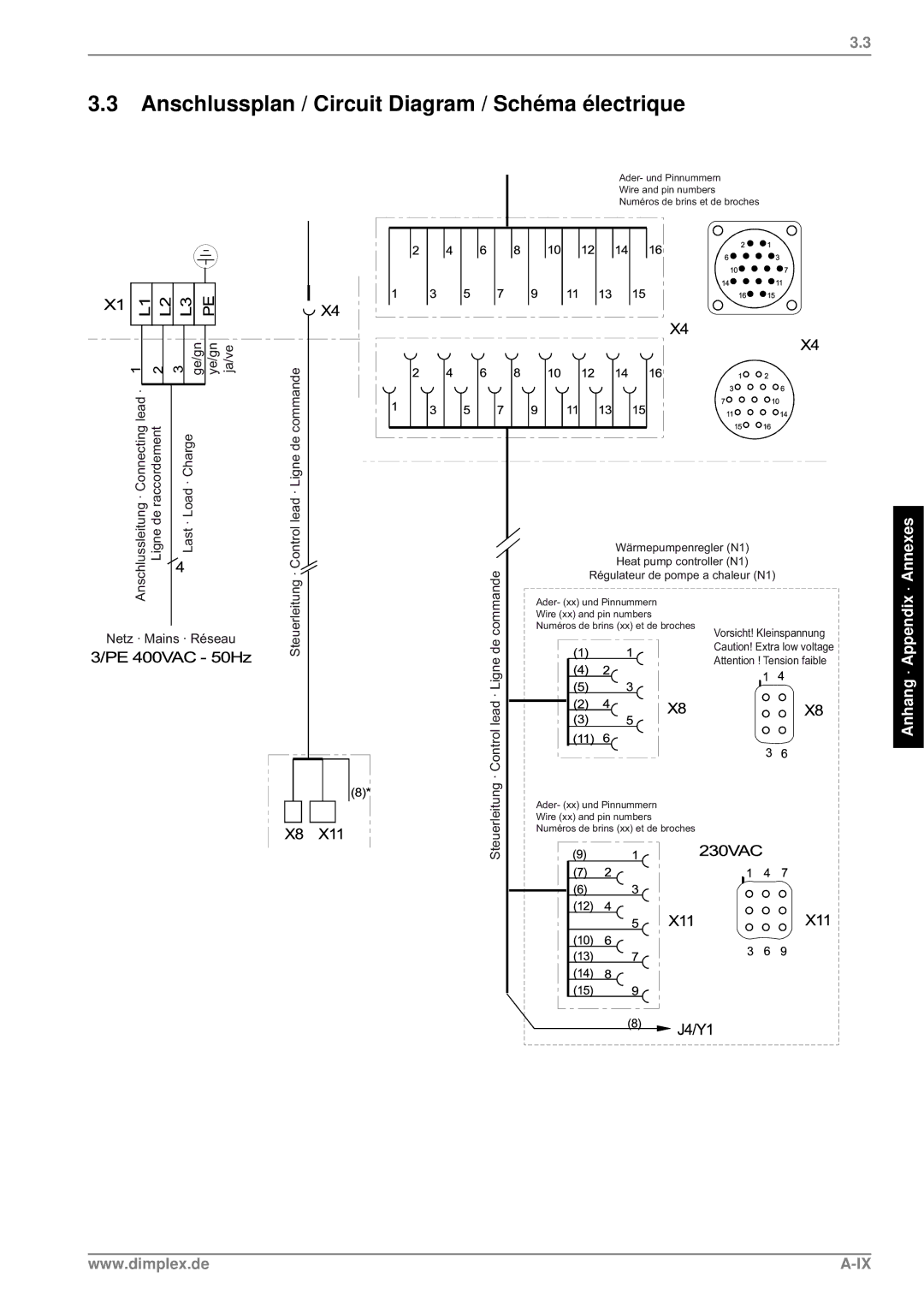 Dimplex LA 22PS, LA 26PS, LA 17PS manual Anschlussplan / Circuit Diagram / Schéma électrique, 1HWÂ0DLQVÂ5pVHDX 